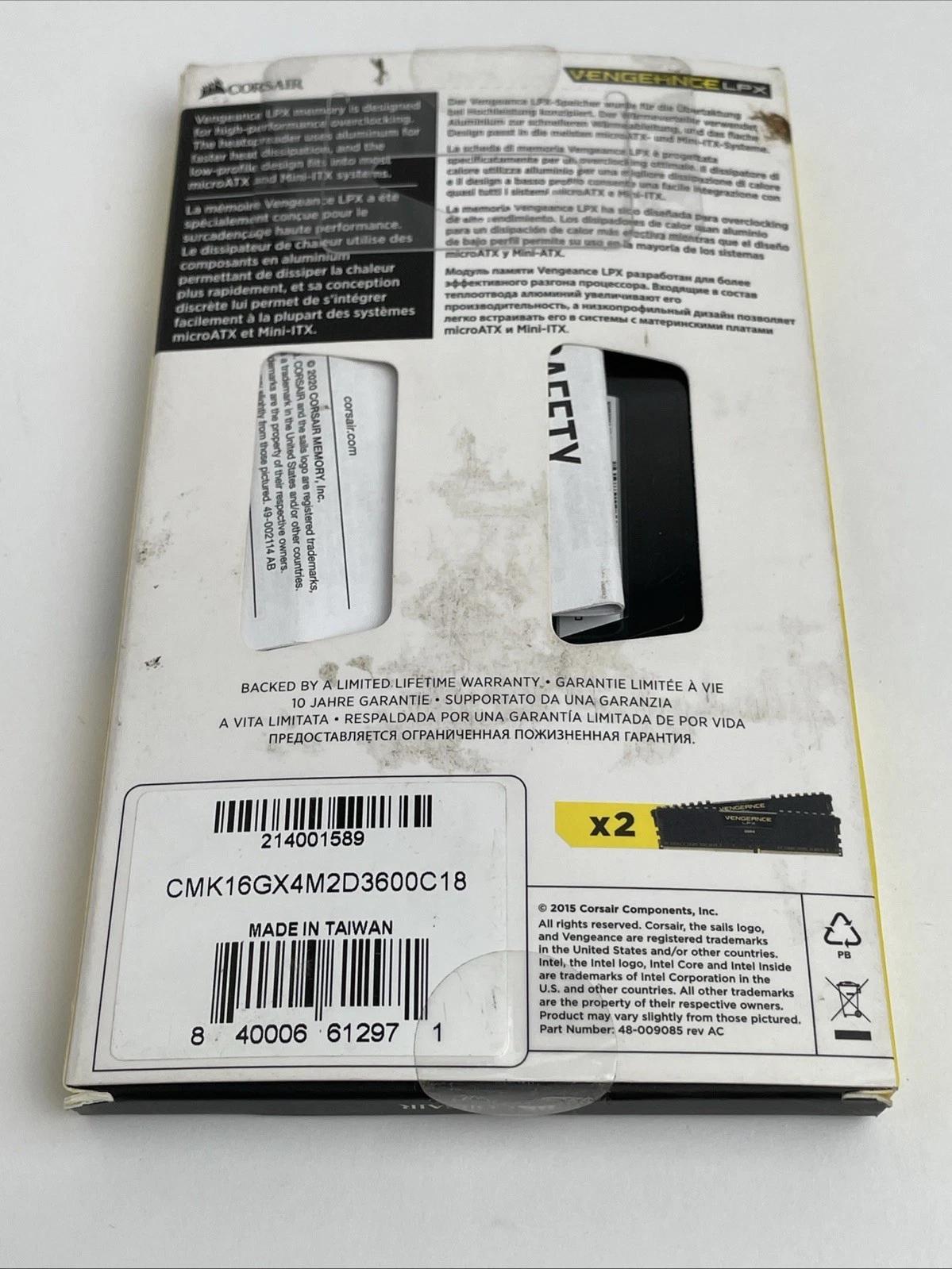 Corsair CMK16GX4M2D3600C18 Vengeance LPX Airflow 16GB 2x8GB DDR4 3600 MHz