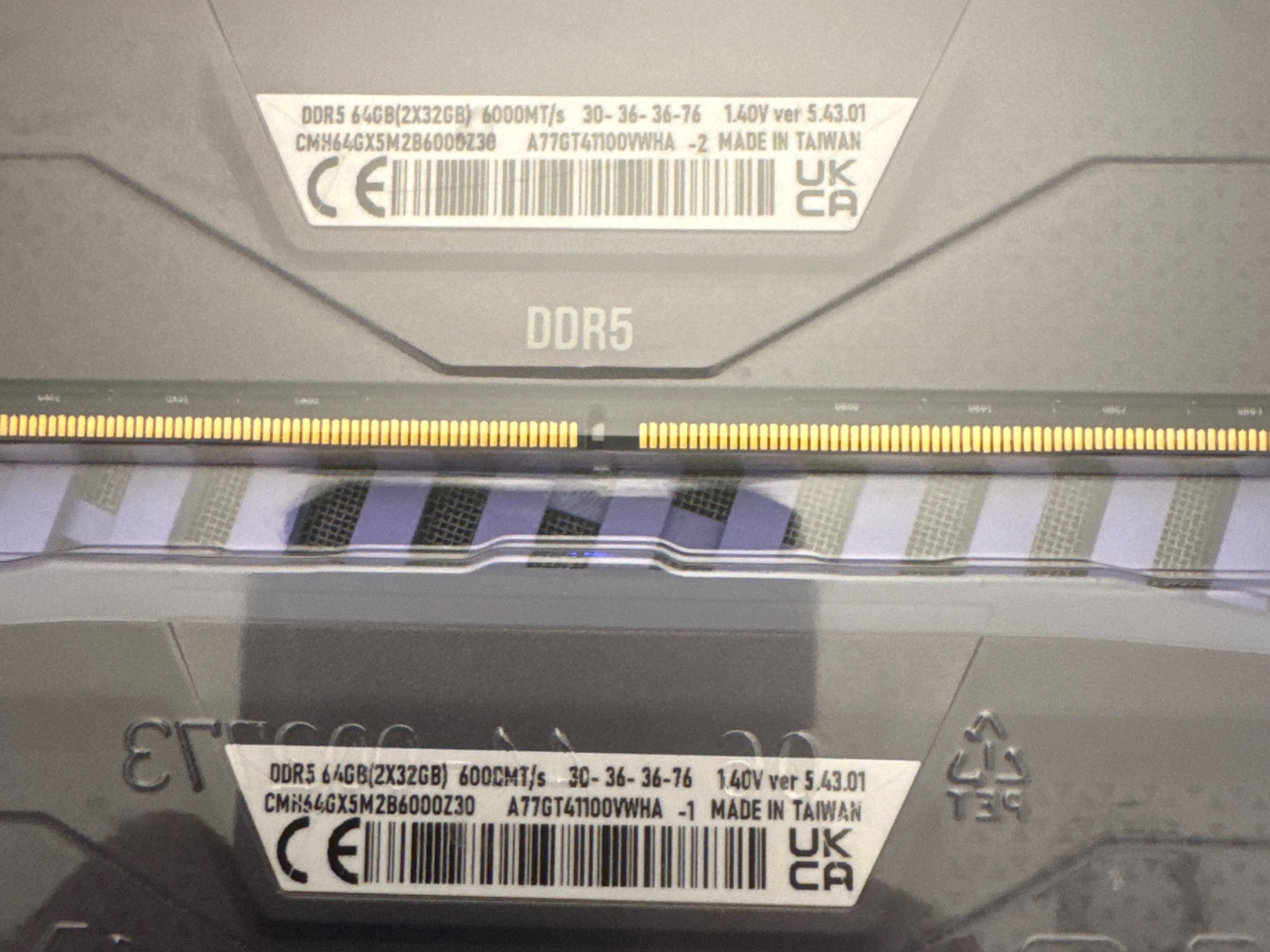 Corsair Vengeance DDR5 64GB 2x32gb kit RGB 6000mhz CL30 Cool Grey, Open Box-New AMD Expo