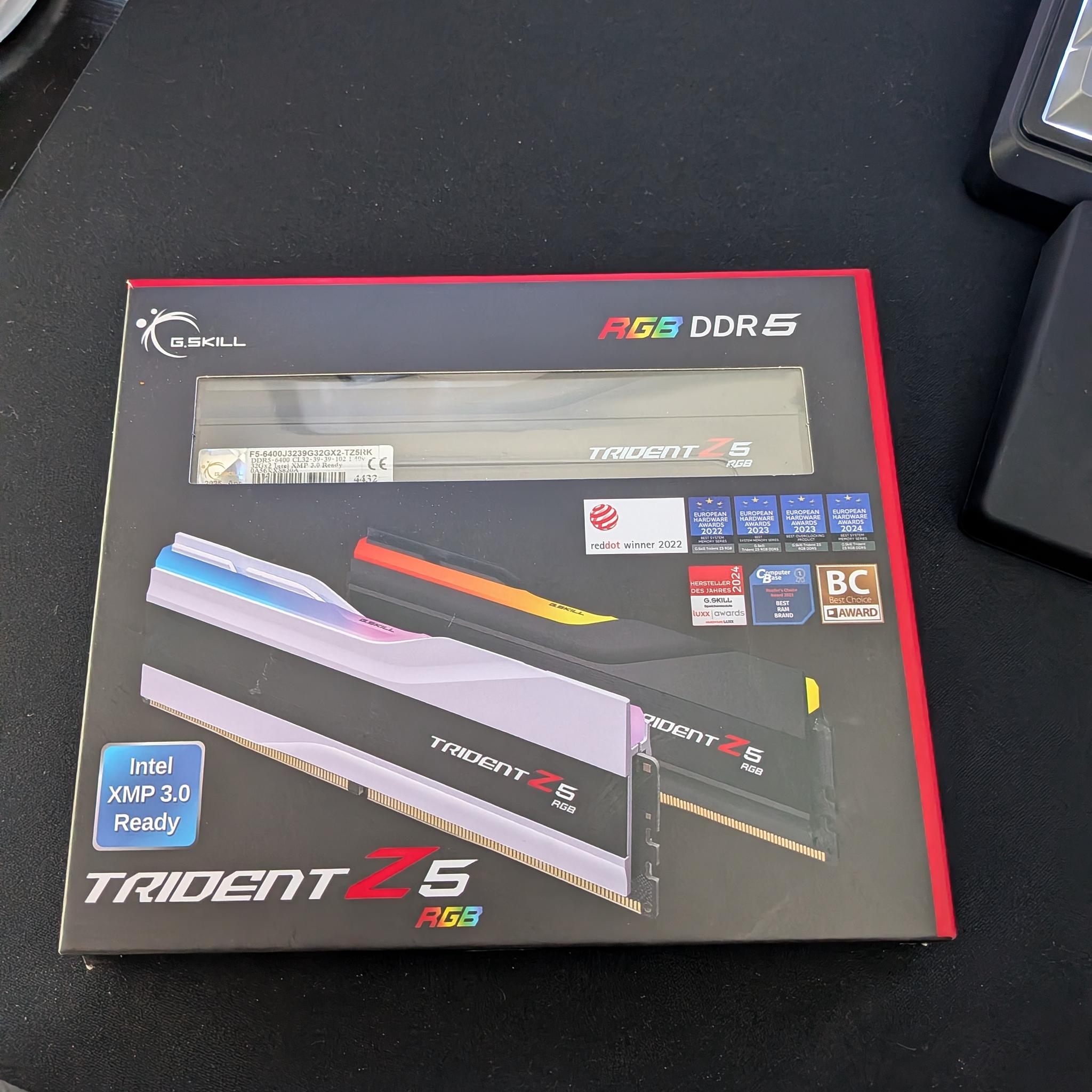 G Skill Trident Z5 RGB 32GBx2 DDR5-6400 CL32-39-39-102 1.40V XMP Ready