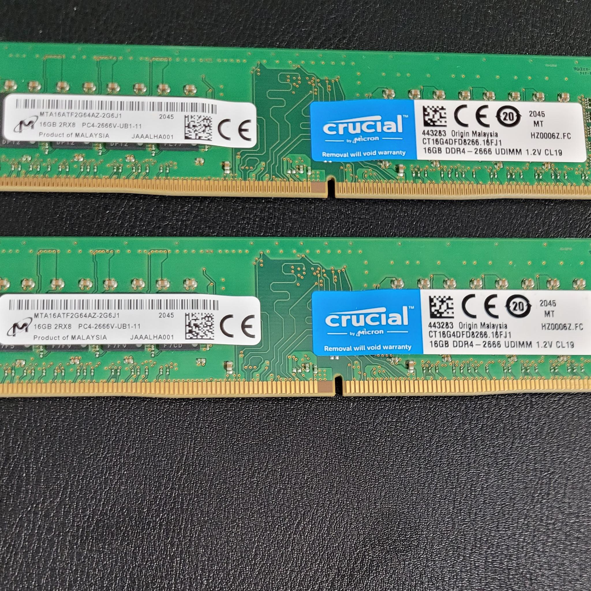 Crucial (2x16GB) DDR4 2666 288-Pin UDIMM Desktop RAM (32GB kit) - CT16G4DFD8266