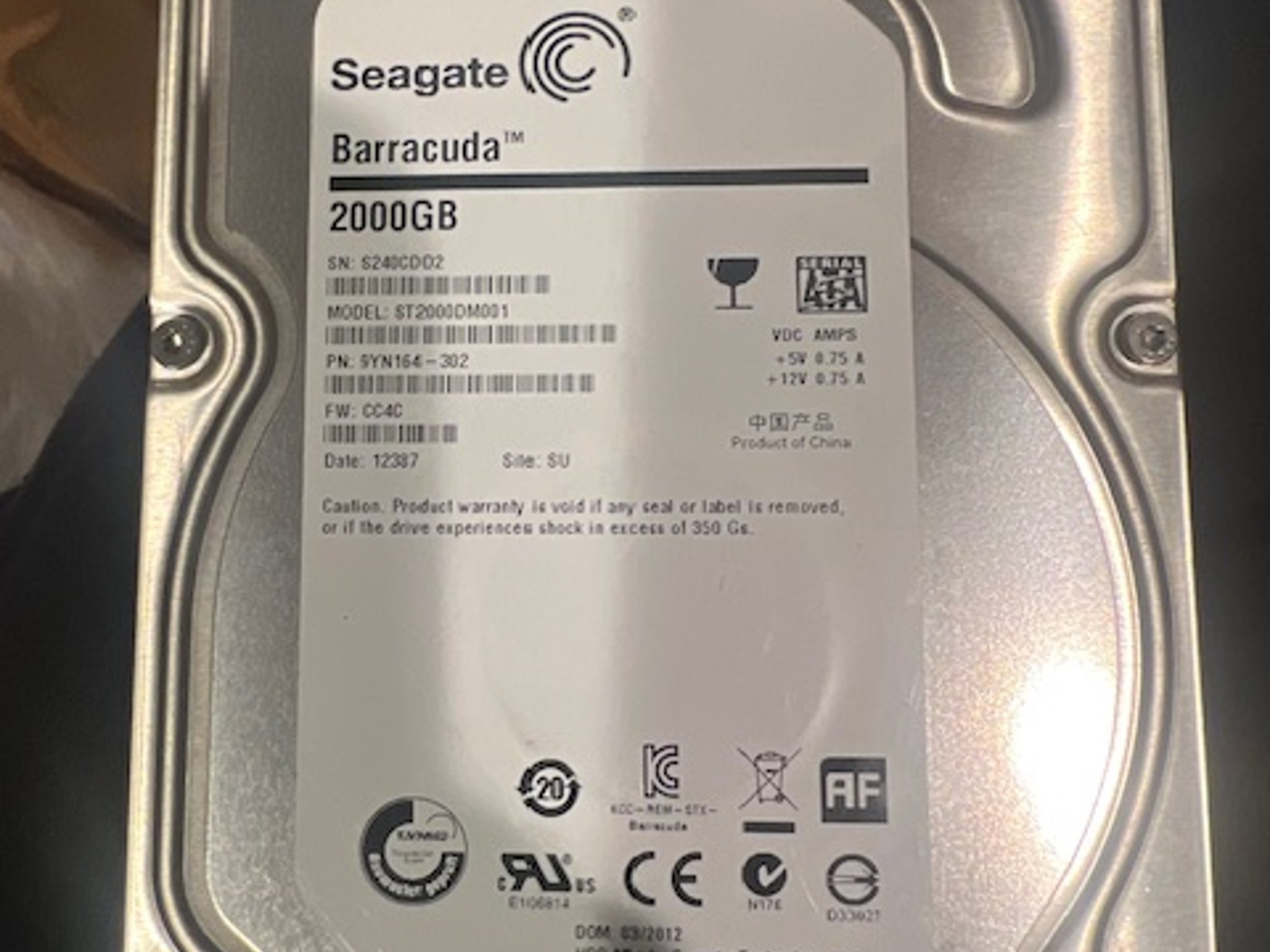 Seagate Barracuda 2TB HDD Hard Drive 3.5 Inch.