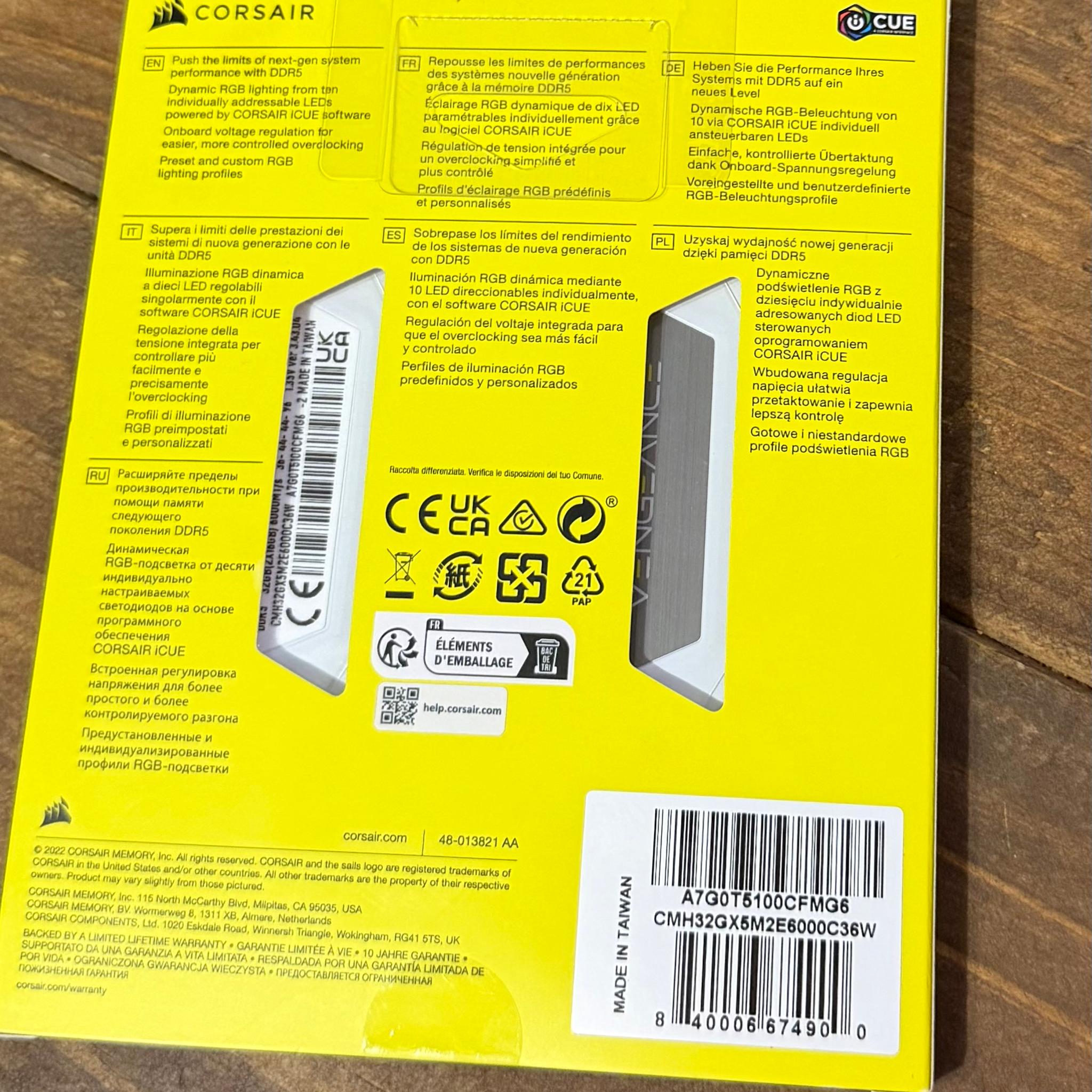 🔥 OPEN BOX: Corsair Vengeance RGB DDR5 32GB (2x16GB) 6000MHz CL36