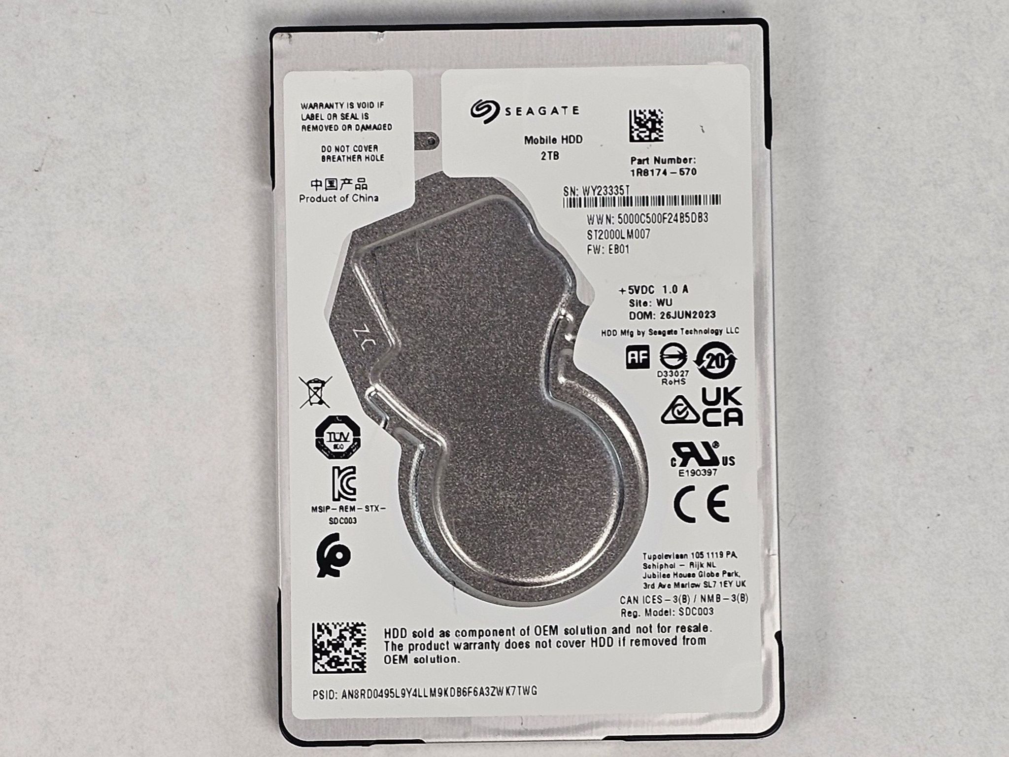 2TB 2.5" Hard Drive Seagate Mobile HDD ST2000LM007