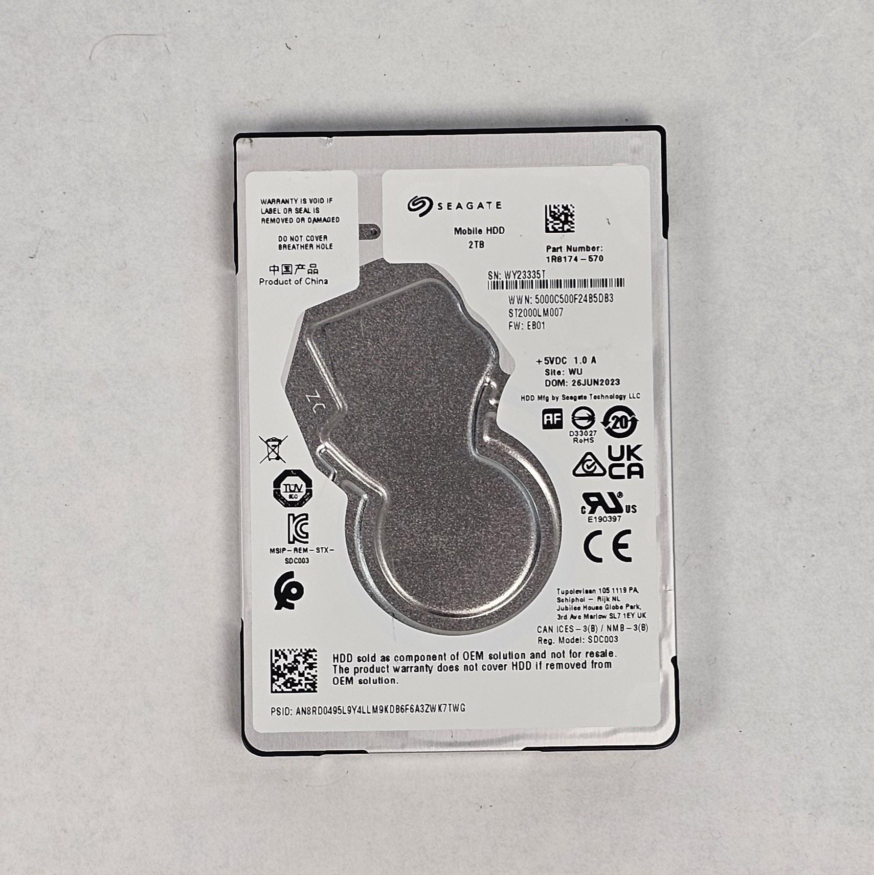 2TB 2.5" Hard Drive Seagate Mobile HDD ST2000LM007