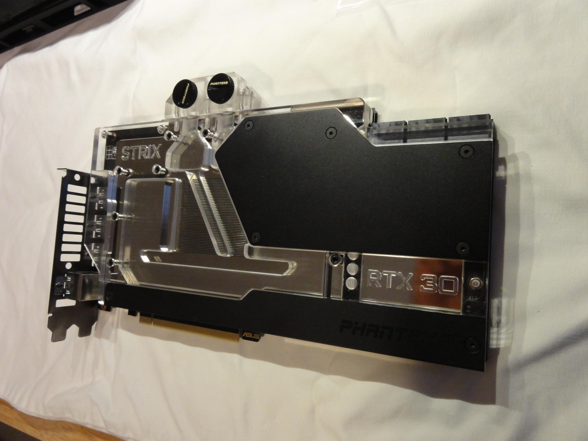 Asus ROG Strix RTX 3070 Ti OC with Phanteks G30 water block.