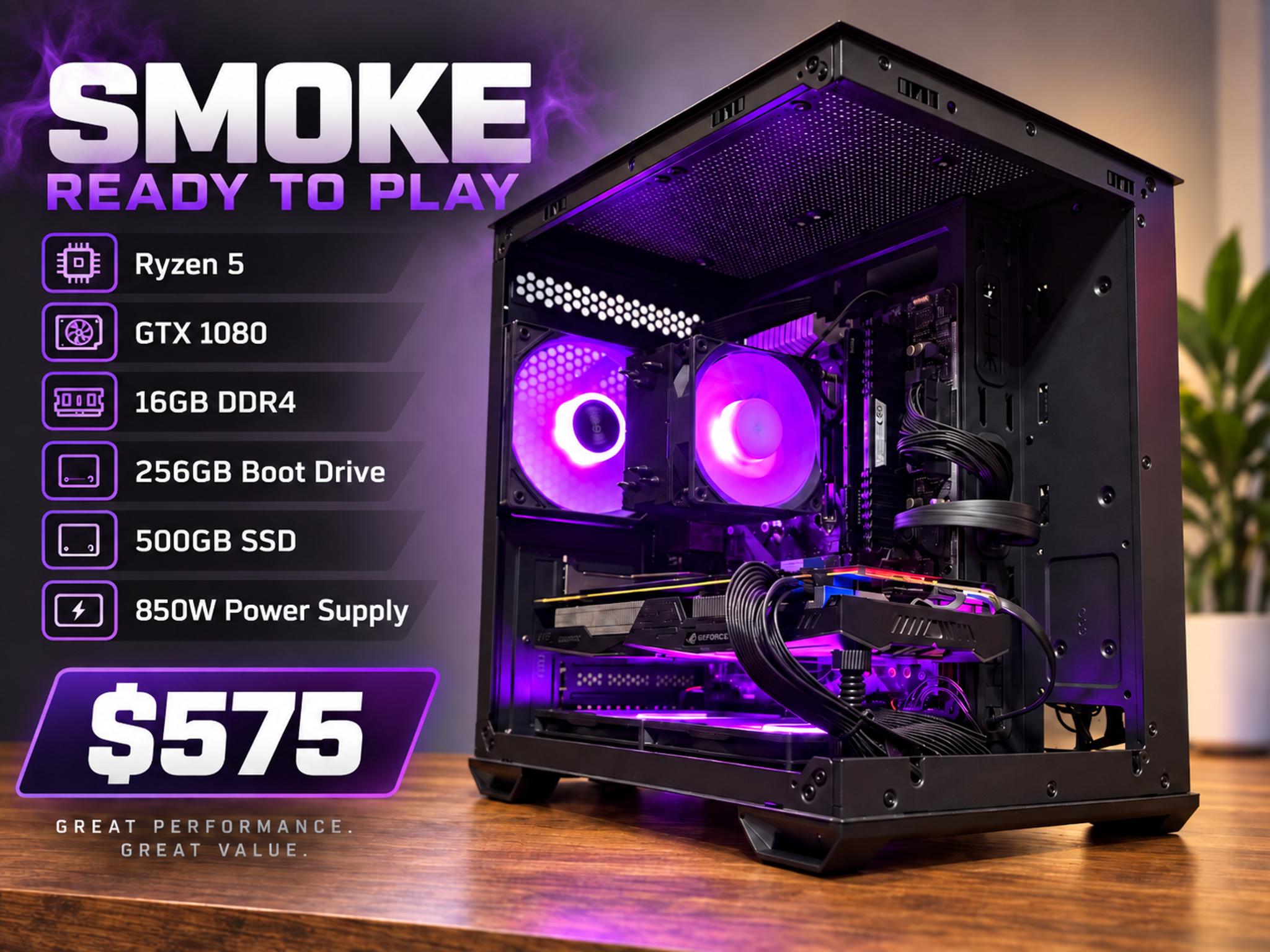 SMOKE RYZEN5/16G DDR4/GTX 1080/850 watt