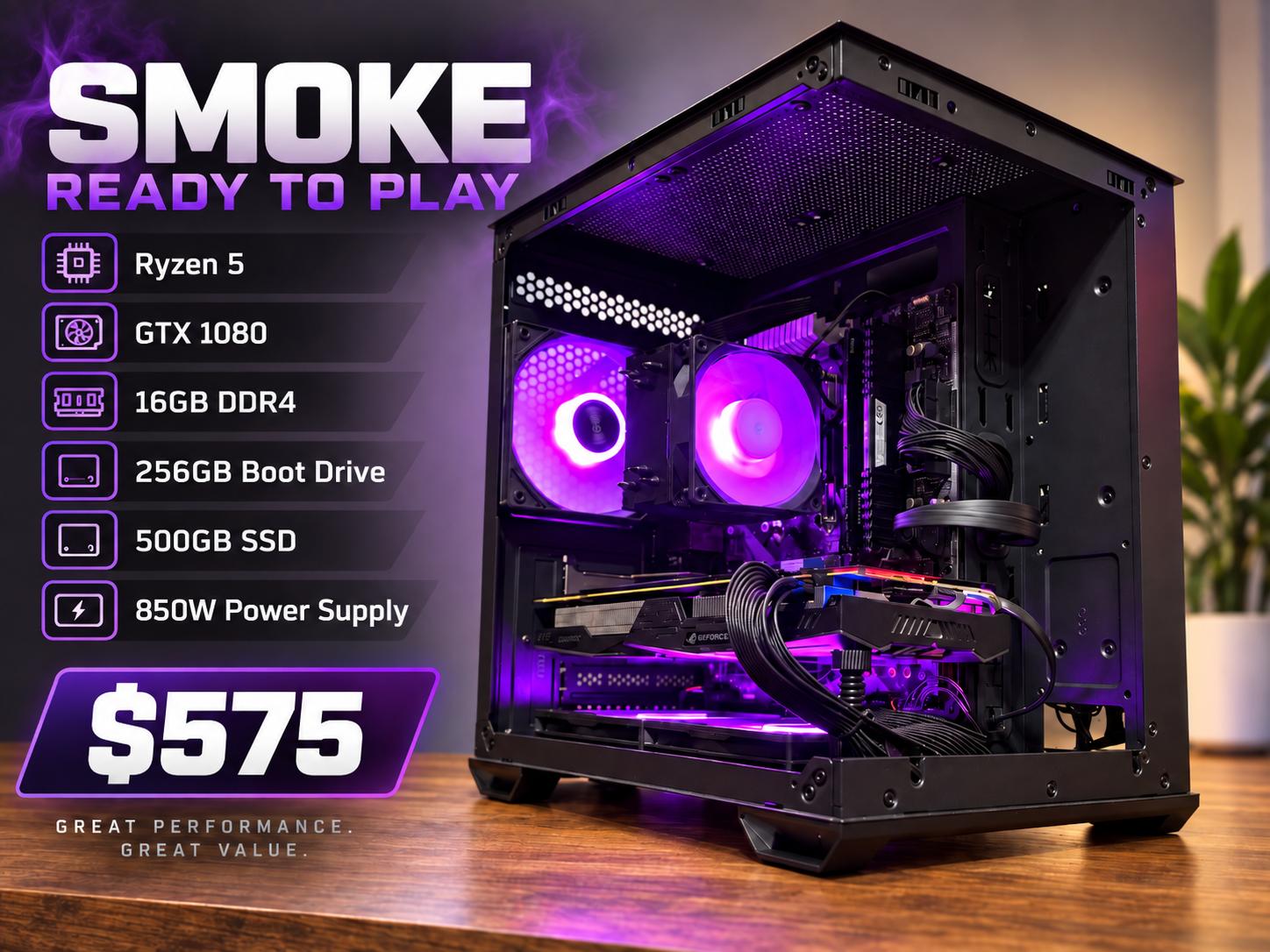 SMOKE RYZEN5/16G DDR4/GTX 1080/850 watt