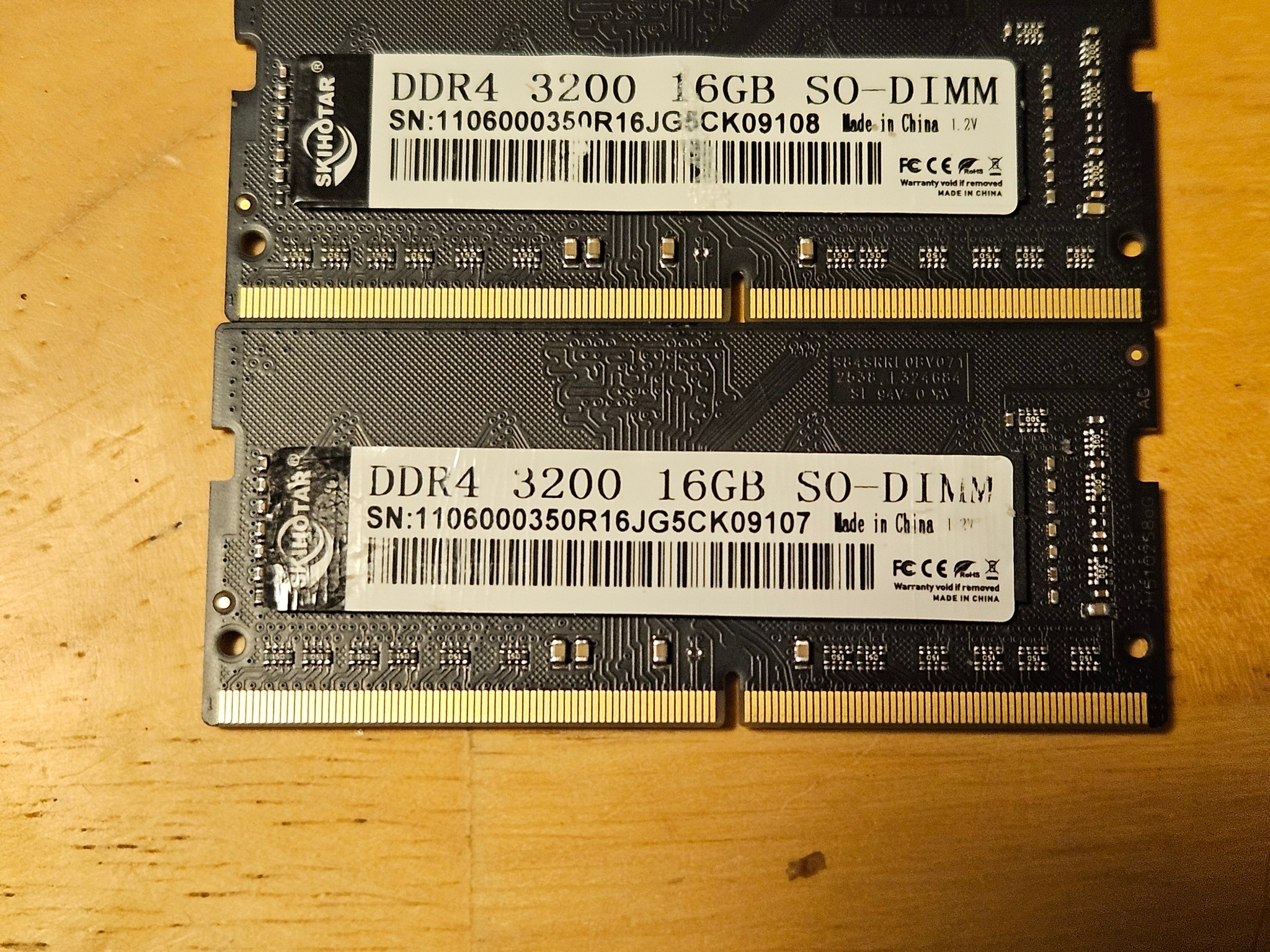 Shihotar and Juhor ddr4 sodimm ram kit 2x16 at 2666MT/s 32GB