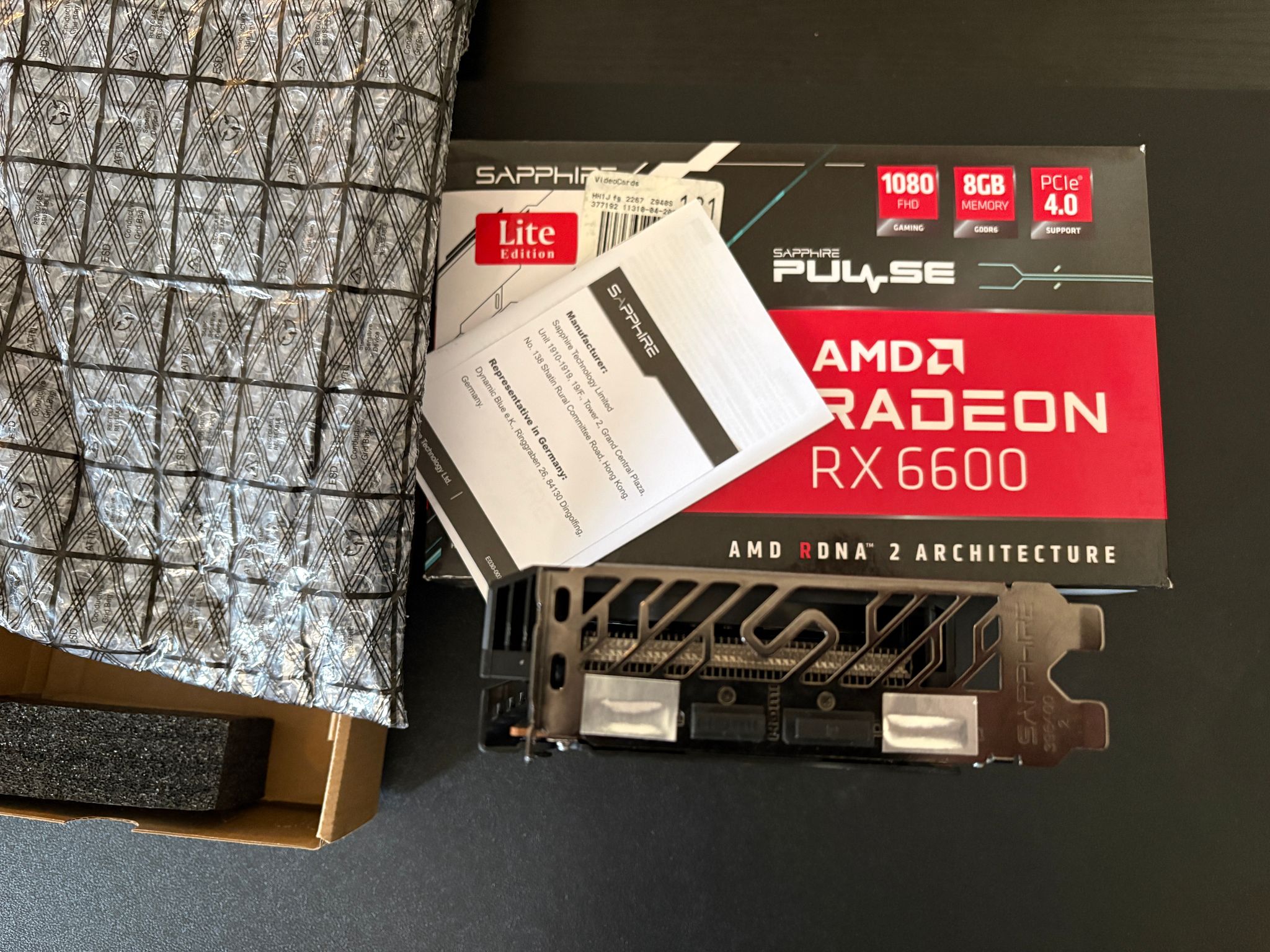 RX 6600 Sapphire LITE Edition 8GB VRAM PCIE 4.0