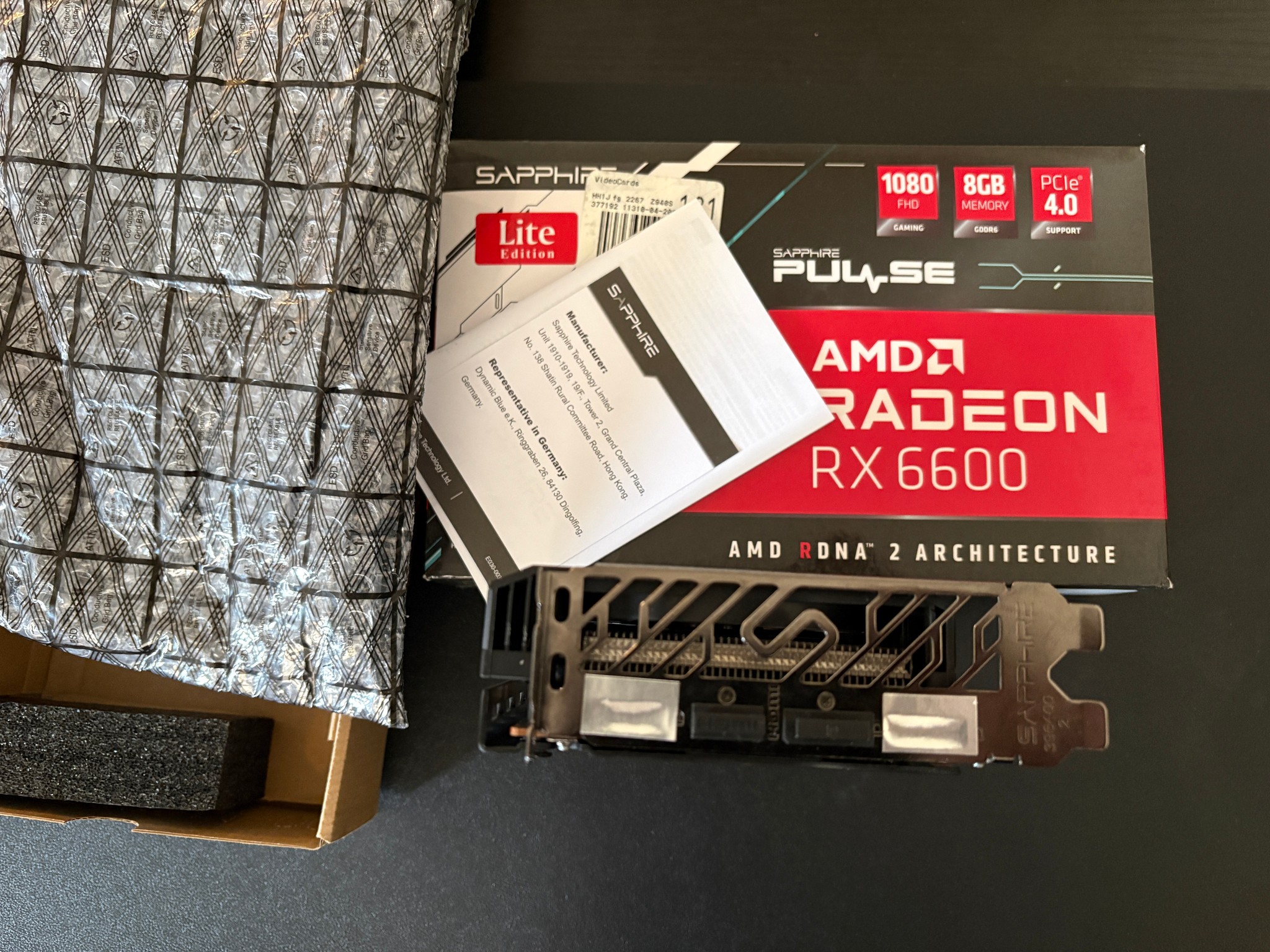 RX 6600 Sapphire LITE Edition 8GB VRAM PCIE 4.0