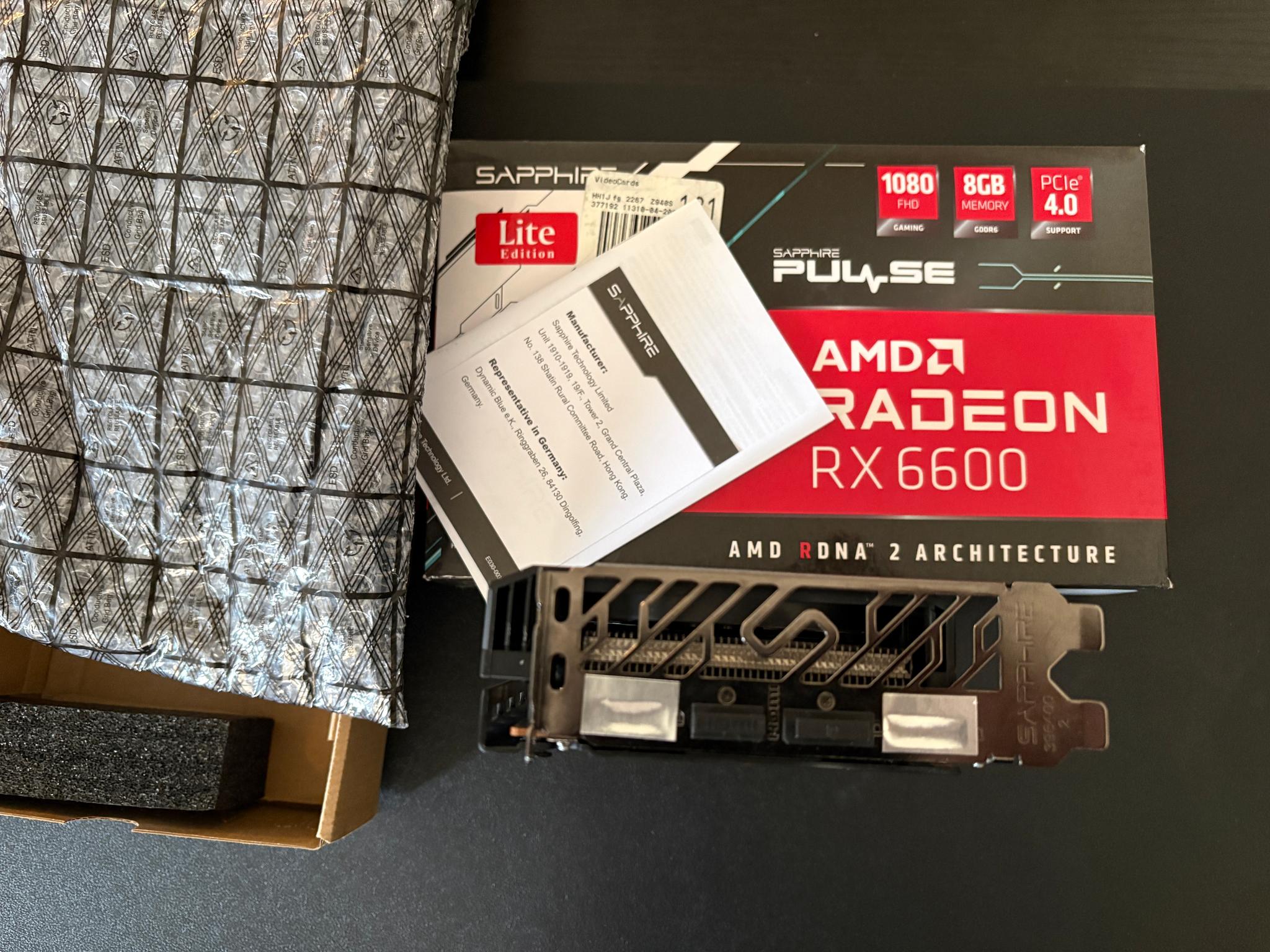 RX 6600 Sapphire LITE Edition 8GB VRAM PCIE 4.0