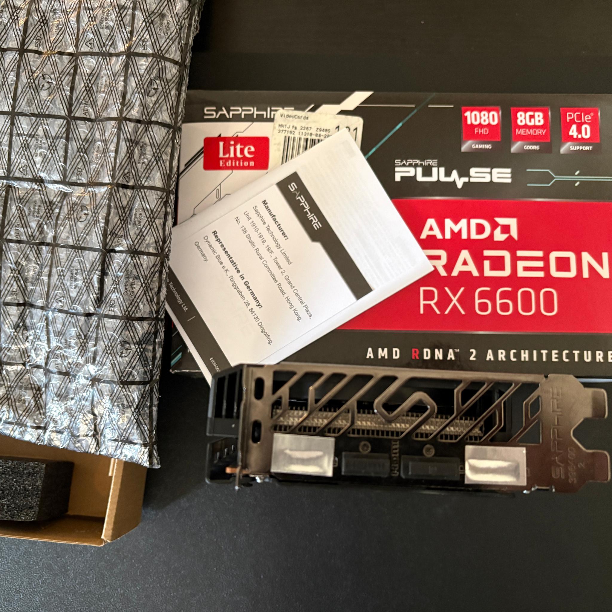 RX 6600 Sapphire LITE Edition 8GB VRAM PCIE 4.0