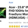 Acer - 23.8” IPS LED 100Hz 1ms FreeSync (HDMI, VGA) - Black