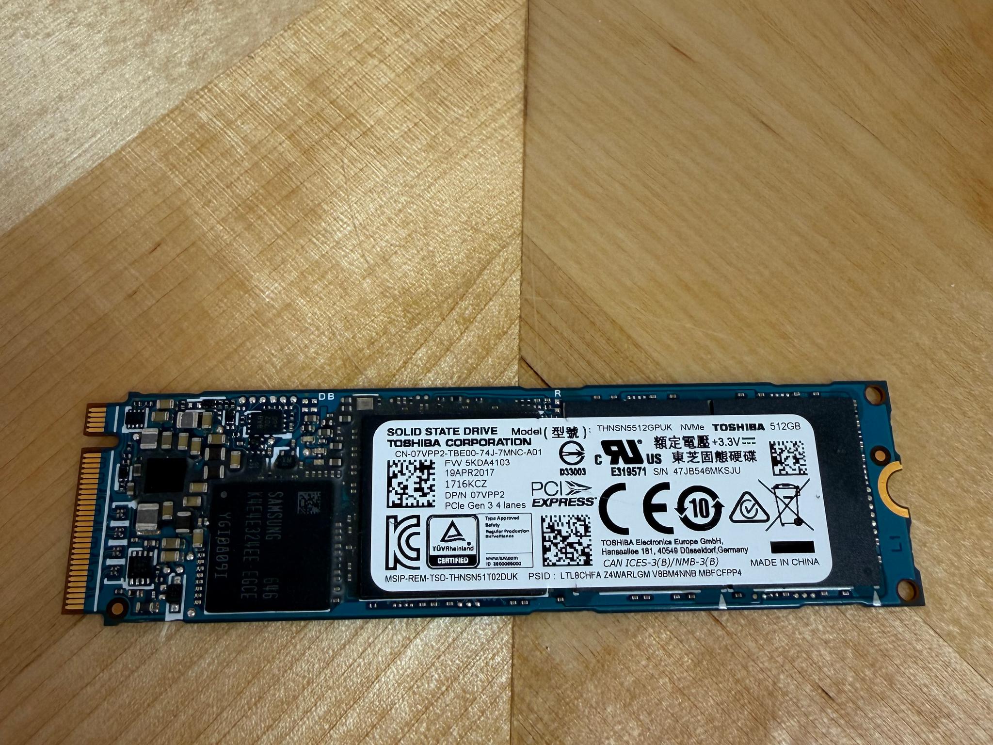 Toshiba XG5 512GB M.2 2280 NVMe PCIe Gen3 x4 SSD (THNSN5512GPUK) OEM