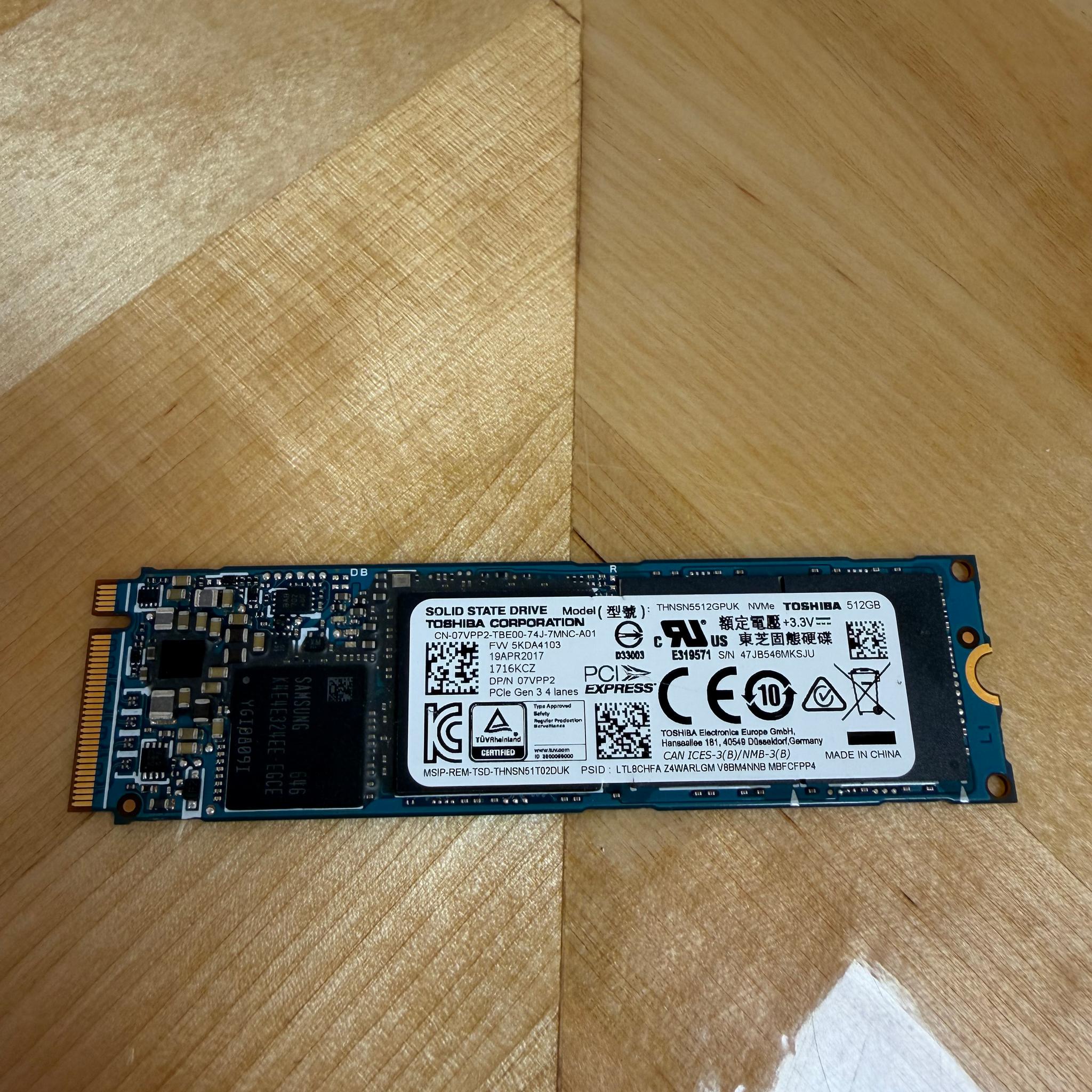 Toshiba XG5 512GB M.2 2280 NVMe PCIe Gen3 x4 SSD (THNSN5512GPUK) OEM