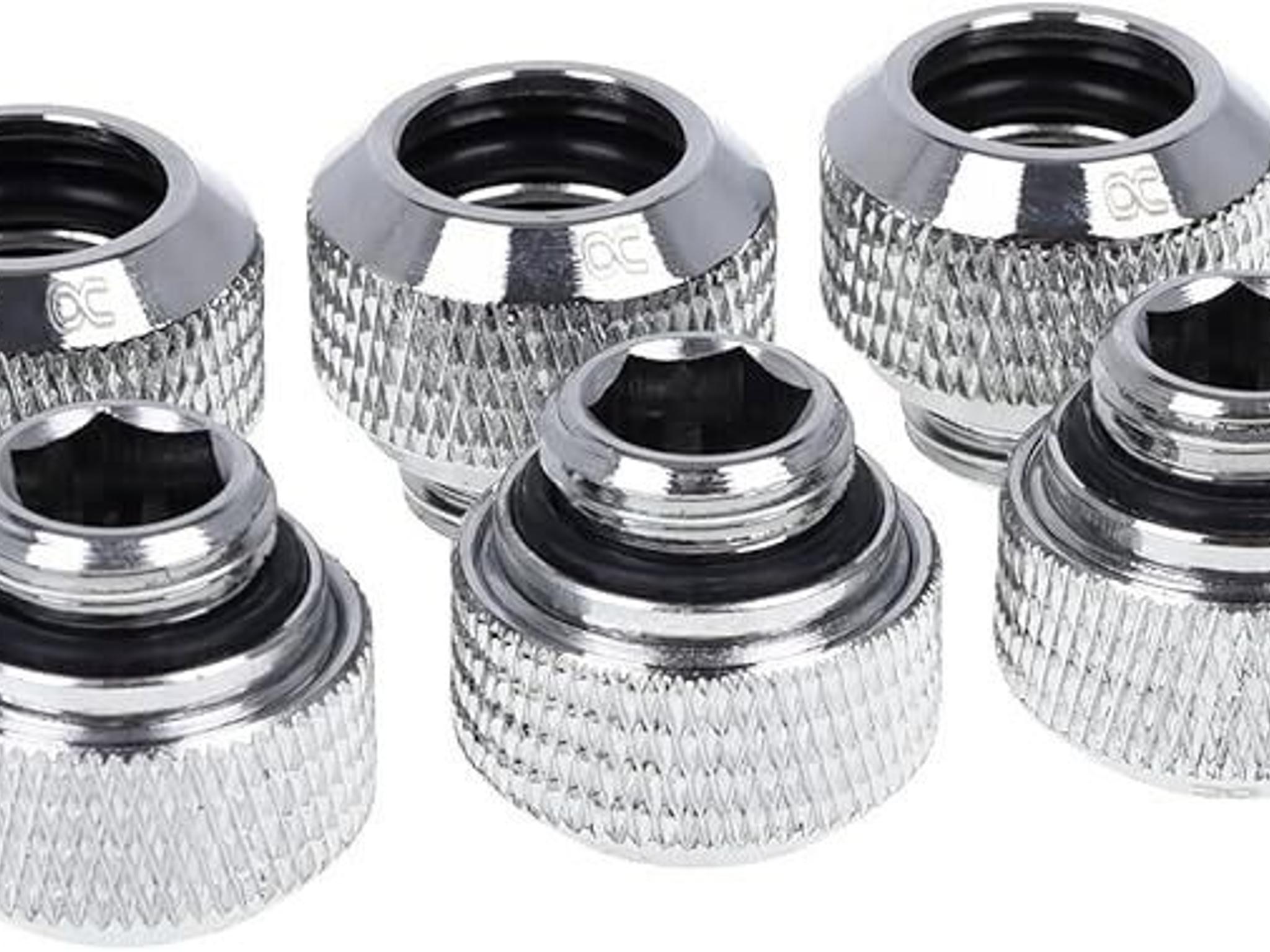 Alphacool Eiszapfen 12mm HardTube Compression Fitting G1/4 - Knurled - Sixpack