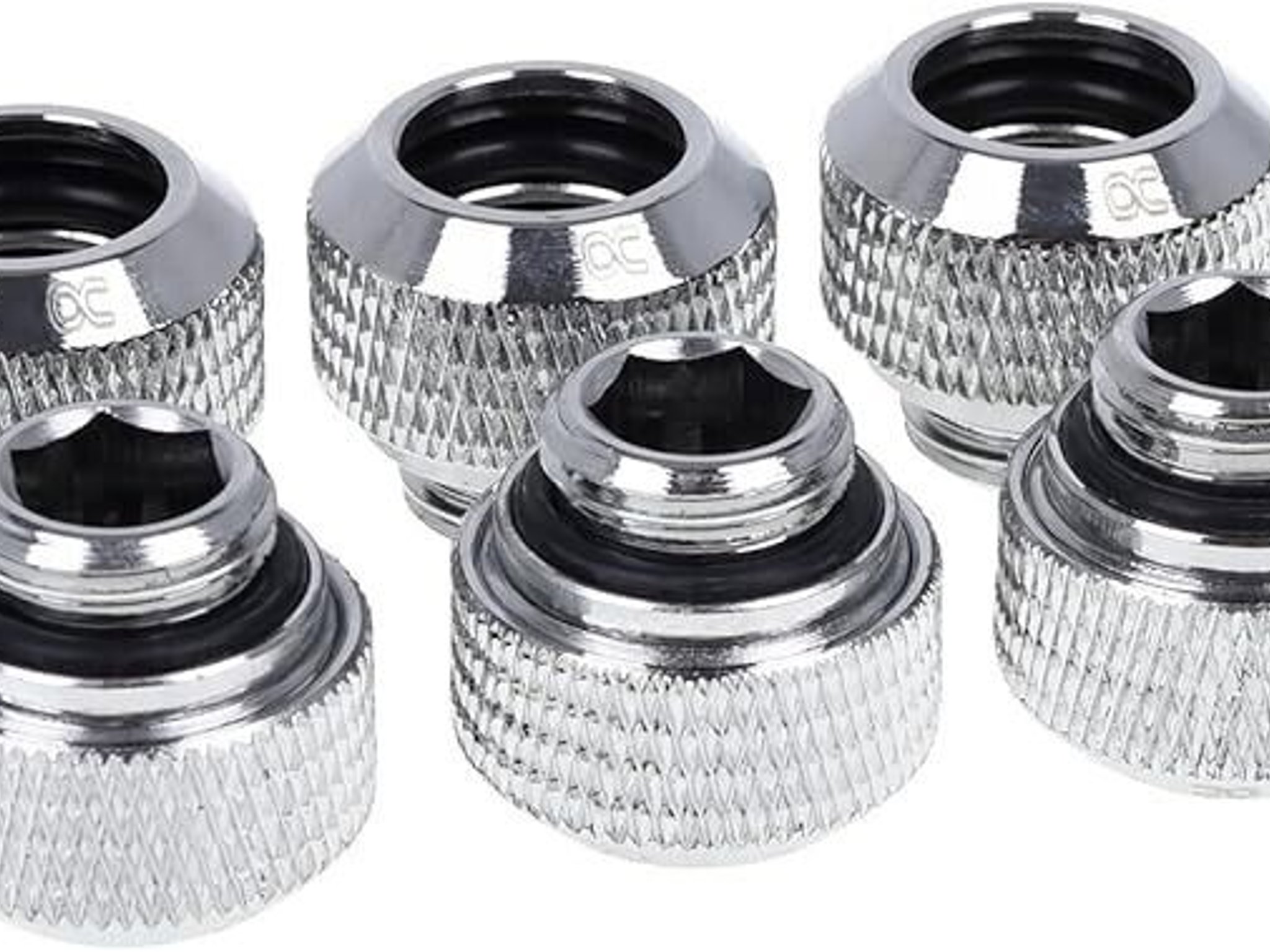 Alphacool Eiszapfen 12mm HardTube Compression Fitting G1/4 - Knurled - Sixpack