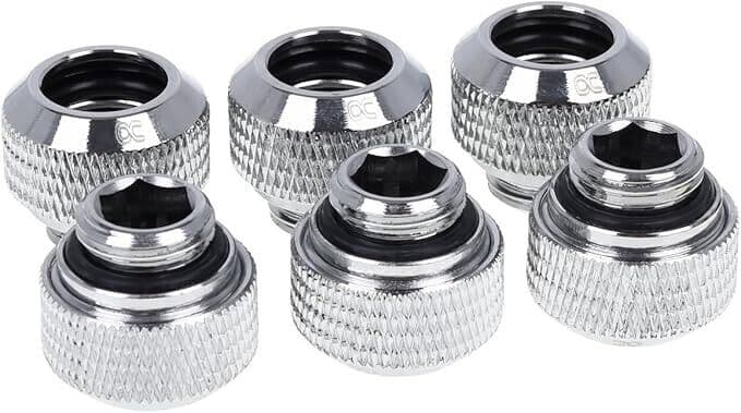 Alphacool Eiszapfen 12mm HardTube Compression Fitting G1/4 - Knurled - Sixpack
