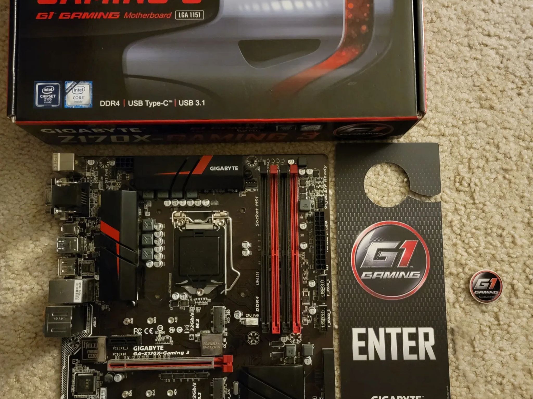 Gigabyte GA-Z170X-Gaming 3 LGA 1151 ATX Motherboard With Original Box