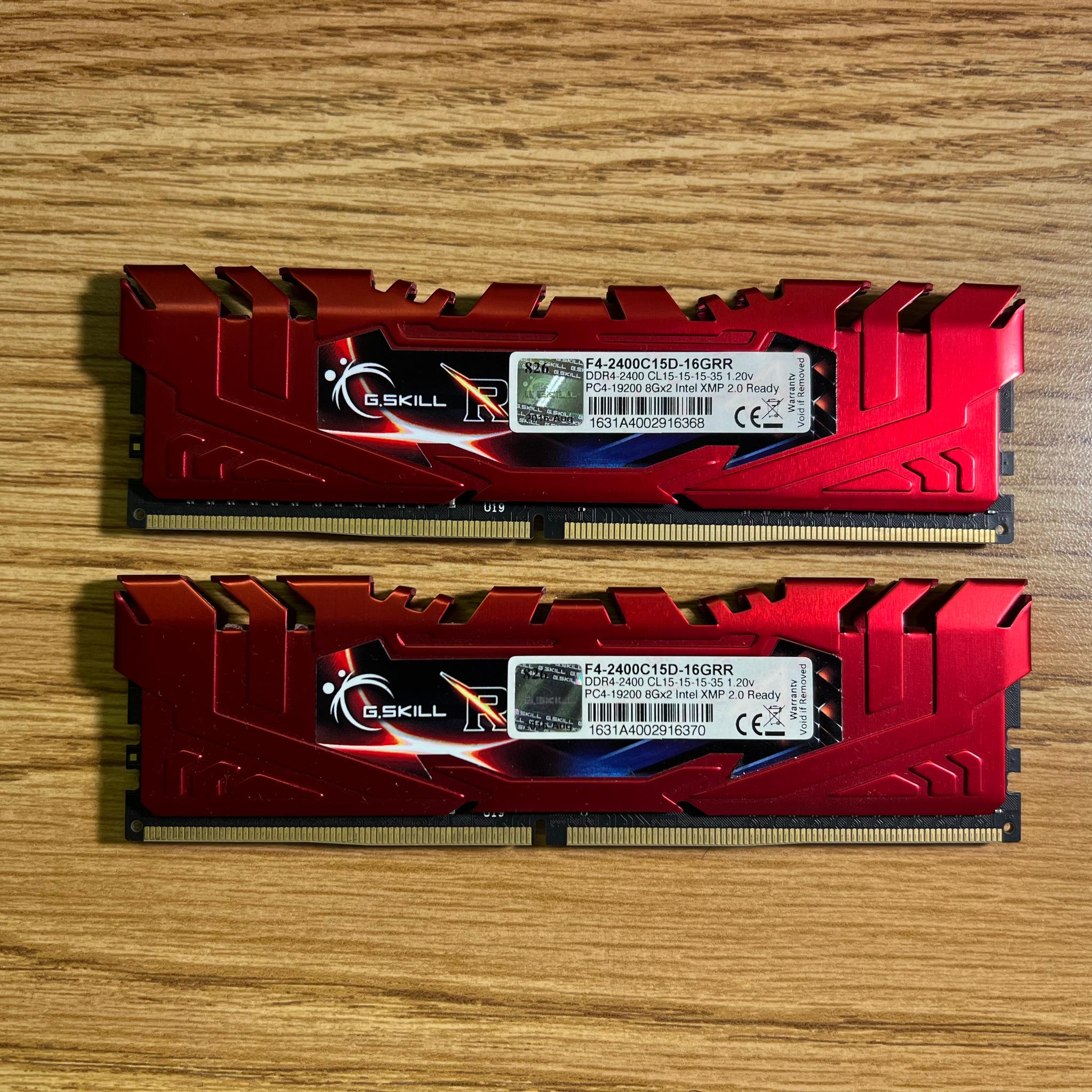 16GB (2x8GB) DDR4-2400MHz CL15 G.SKILL Ripjaws 4 Memory Kit Red