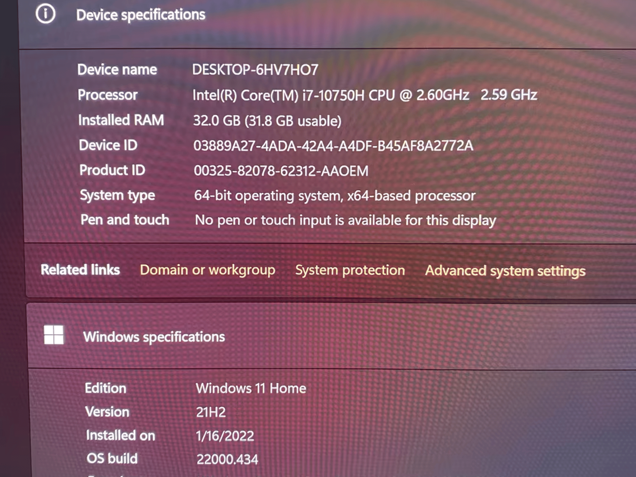 Dell G7 7500 - Intel Core i7-10750H - 32GB RAM - 4K60P OLED - RTX 2070 Max-Q