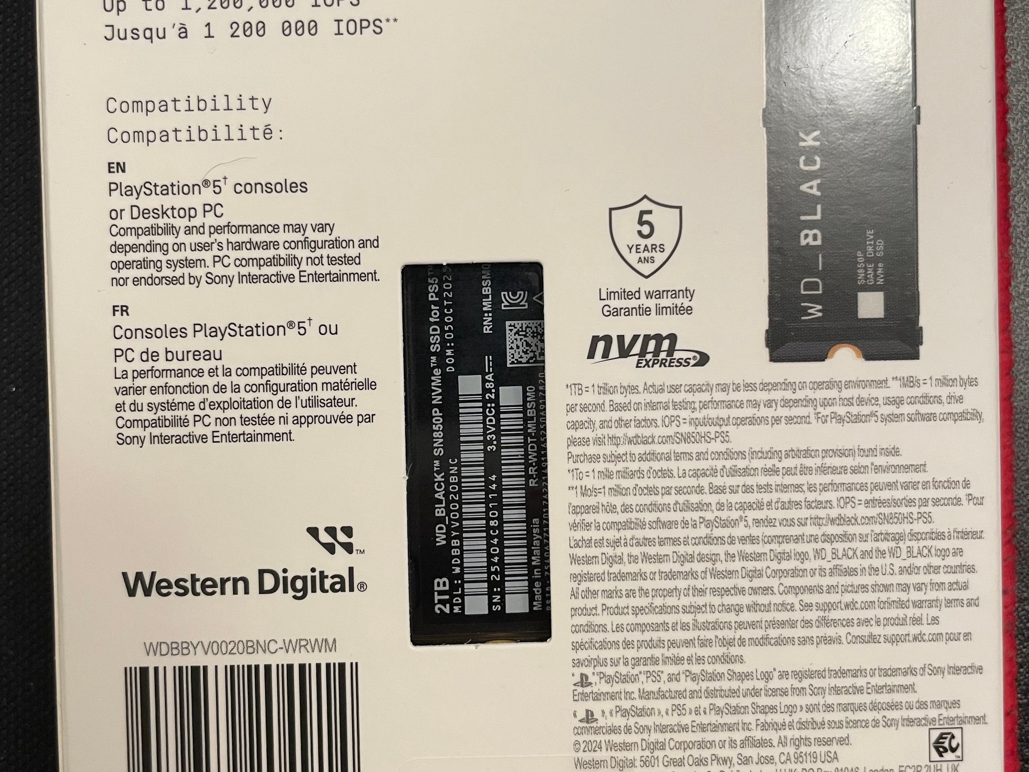 Playstation WD_BLACK SN850P NVMe SSD 2TB with heatsink