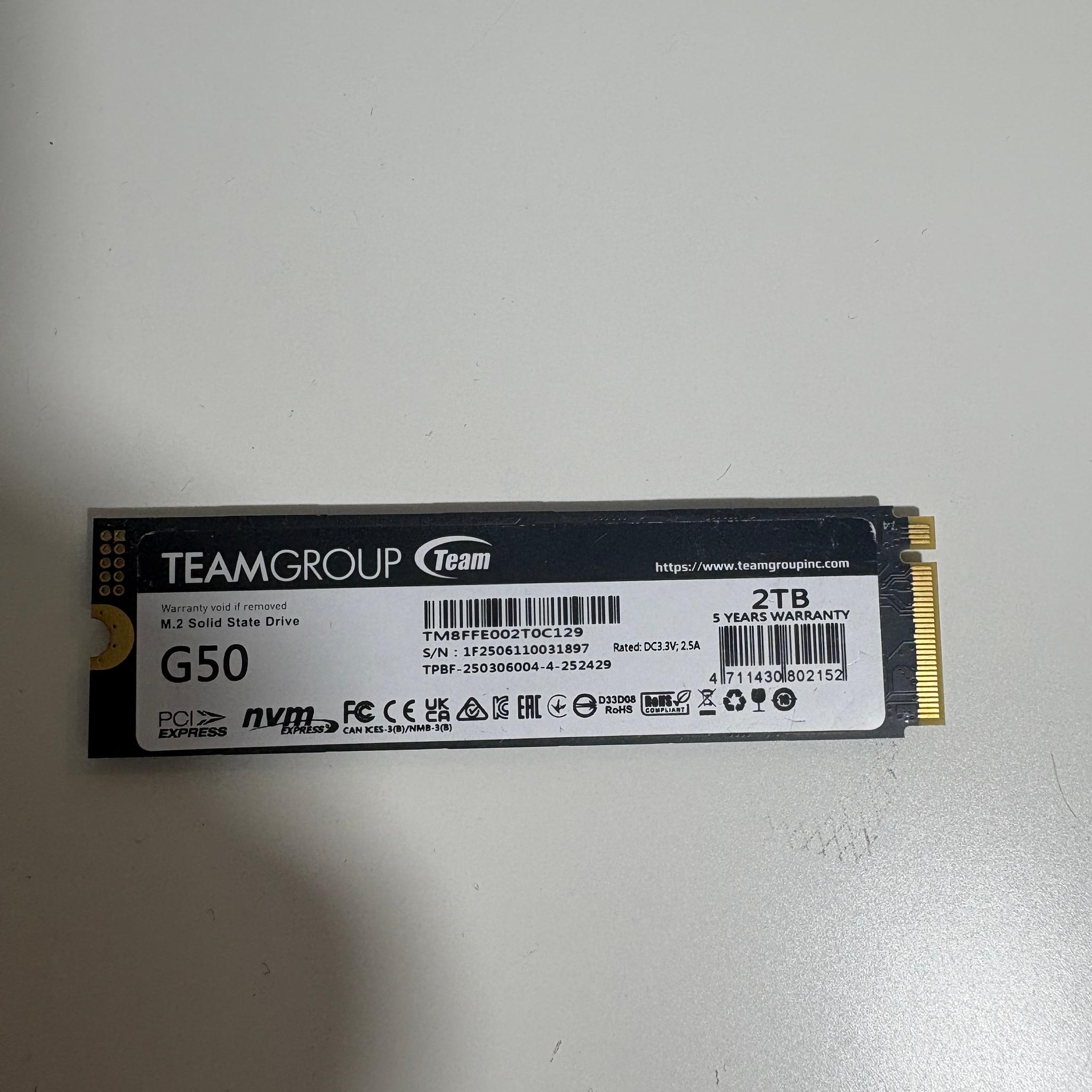 TeamGroup G50 2TB M.2 NVME SSD PCIe 4.0x4