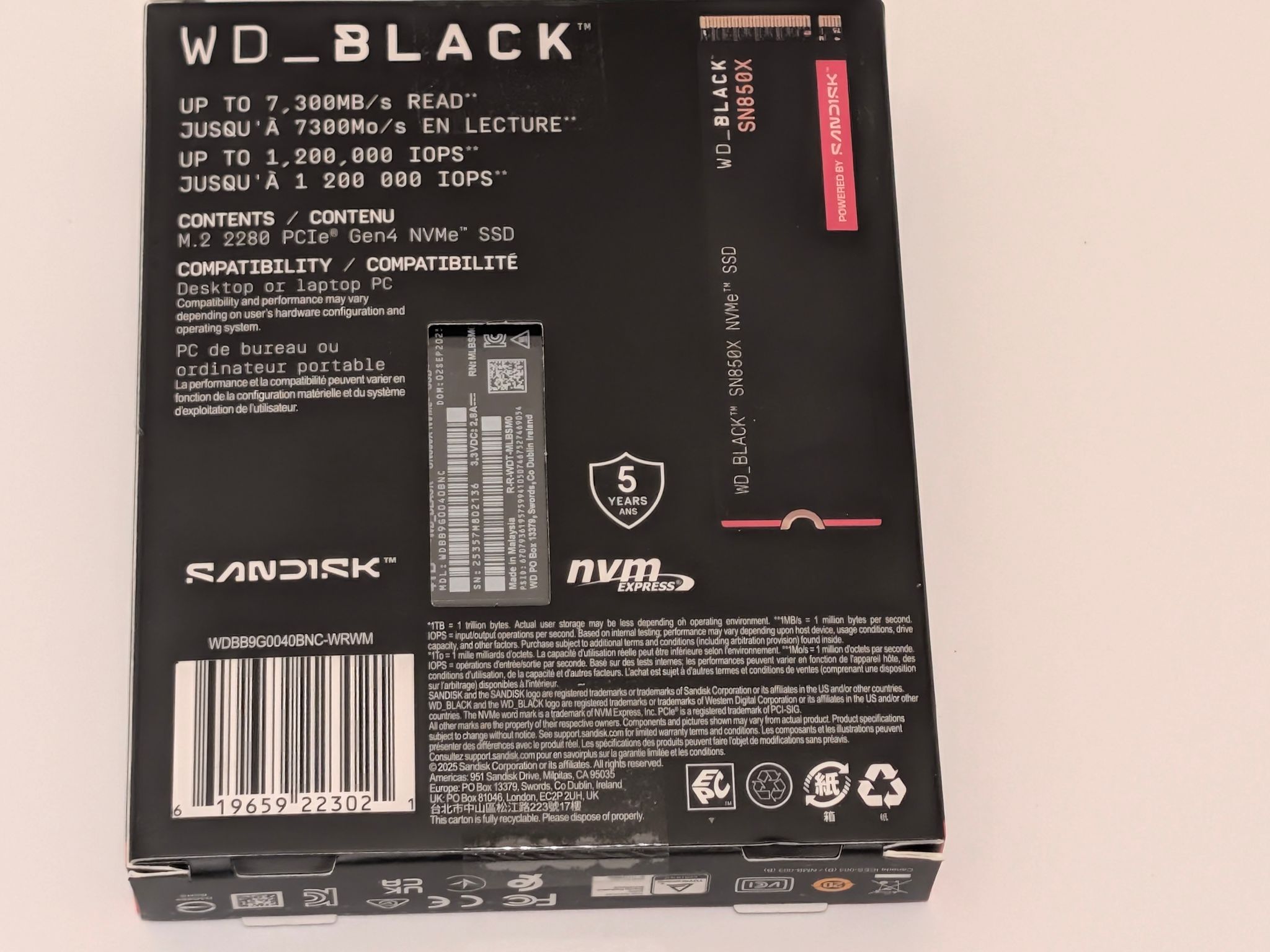 Western Digital WD_BLACK SN850X 4TB NVMe Internal M.2 SSD NEW SEALED w/o heatsink