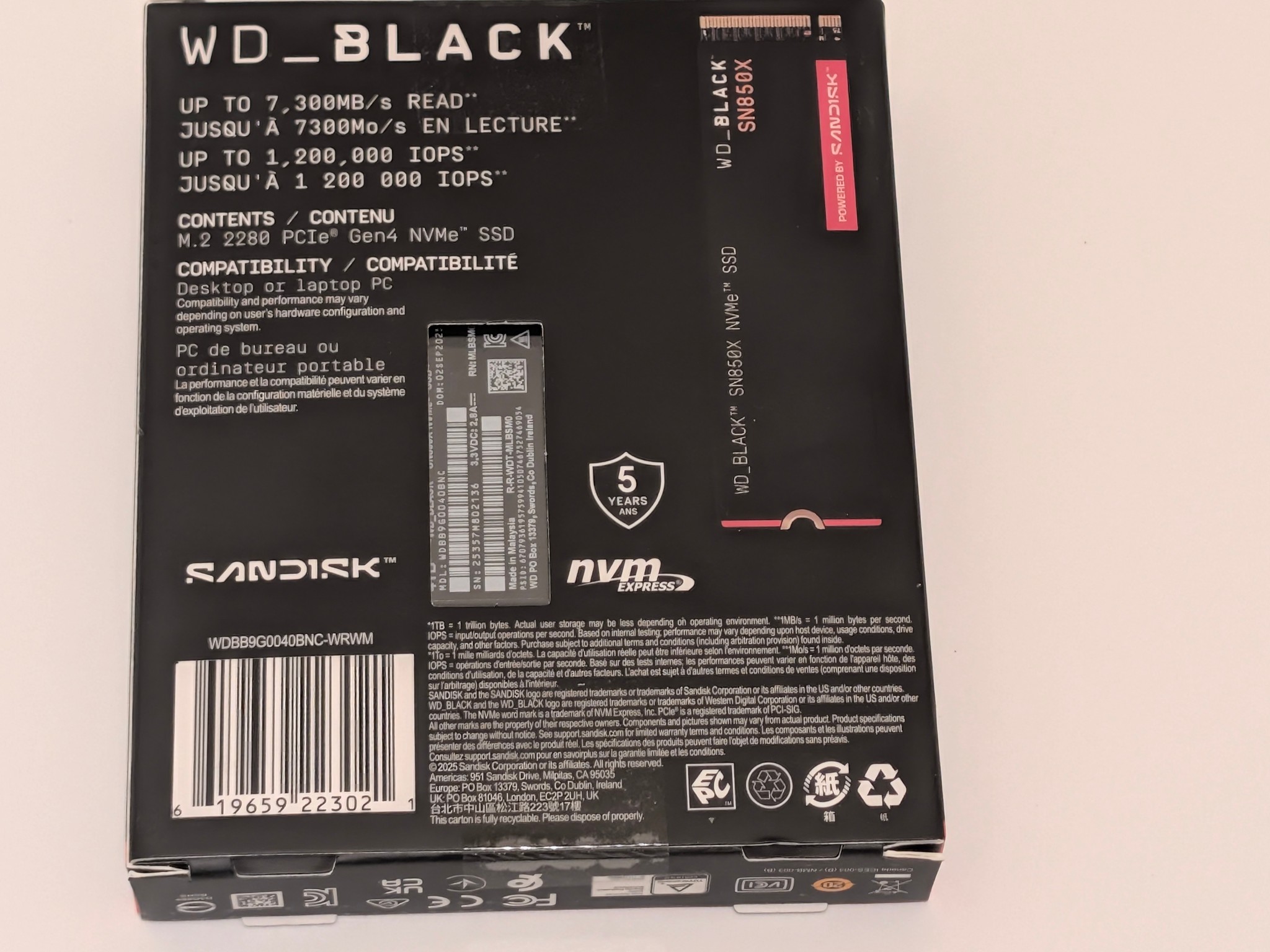 Western Digital WD_BLACK SN850X 4TB NVMe Internal M.2 SSD NEW SEALED w/o heatsink