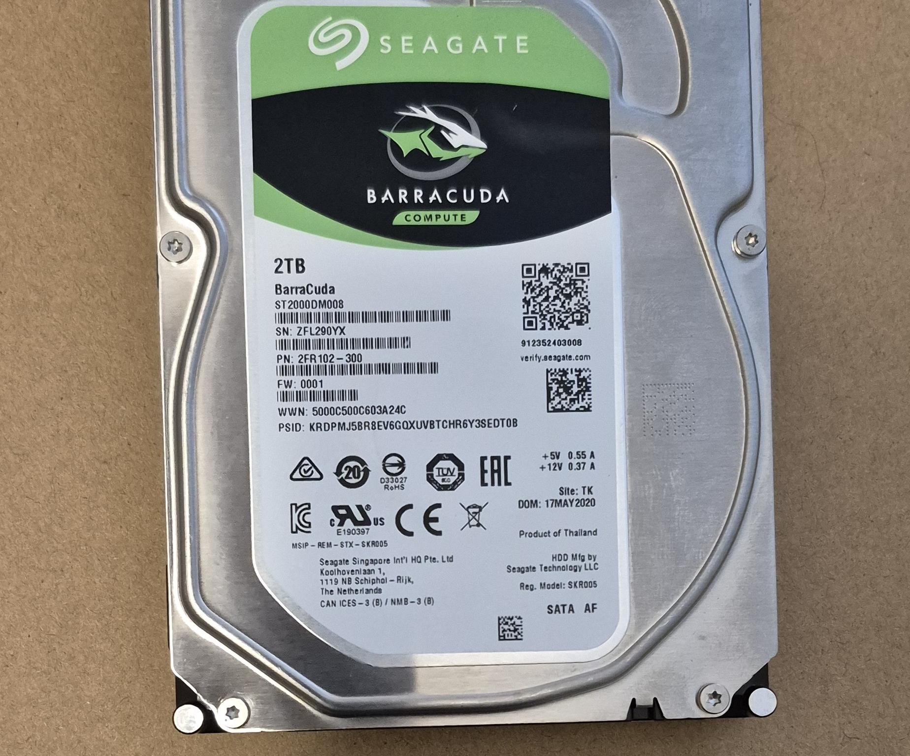 Seagate BarraCuda 2TB Internal Hard Drive HDD – 3.5 Inch SATA 6Gb/s 7200 RPM (ST2000DM008)
