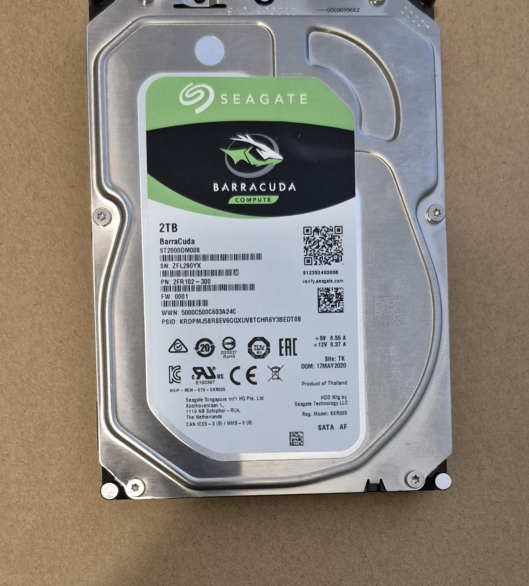 Seagate BarraCuda 2TB Internal Hard Drive HDD – 3.5 Inch SATA 6Gb/s 7200 RPM (ST2000DM008)