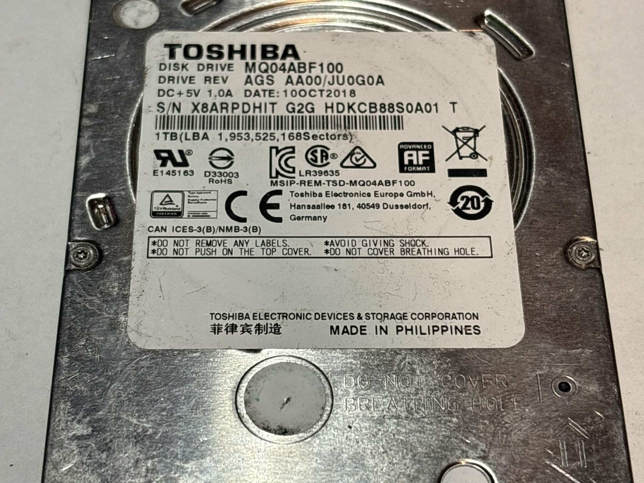 Toshiba 1TB SATA Laptop Hard Drive | Tested & Functional