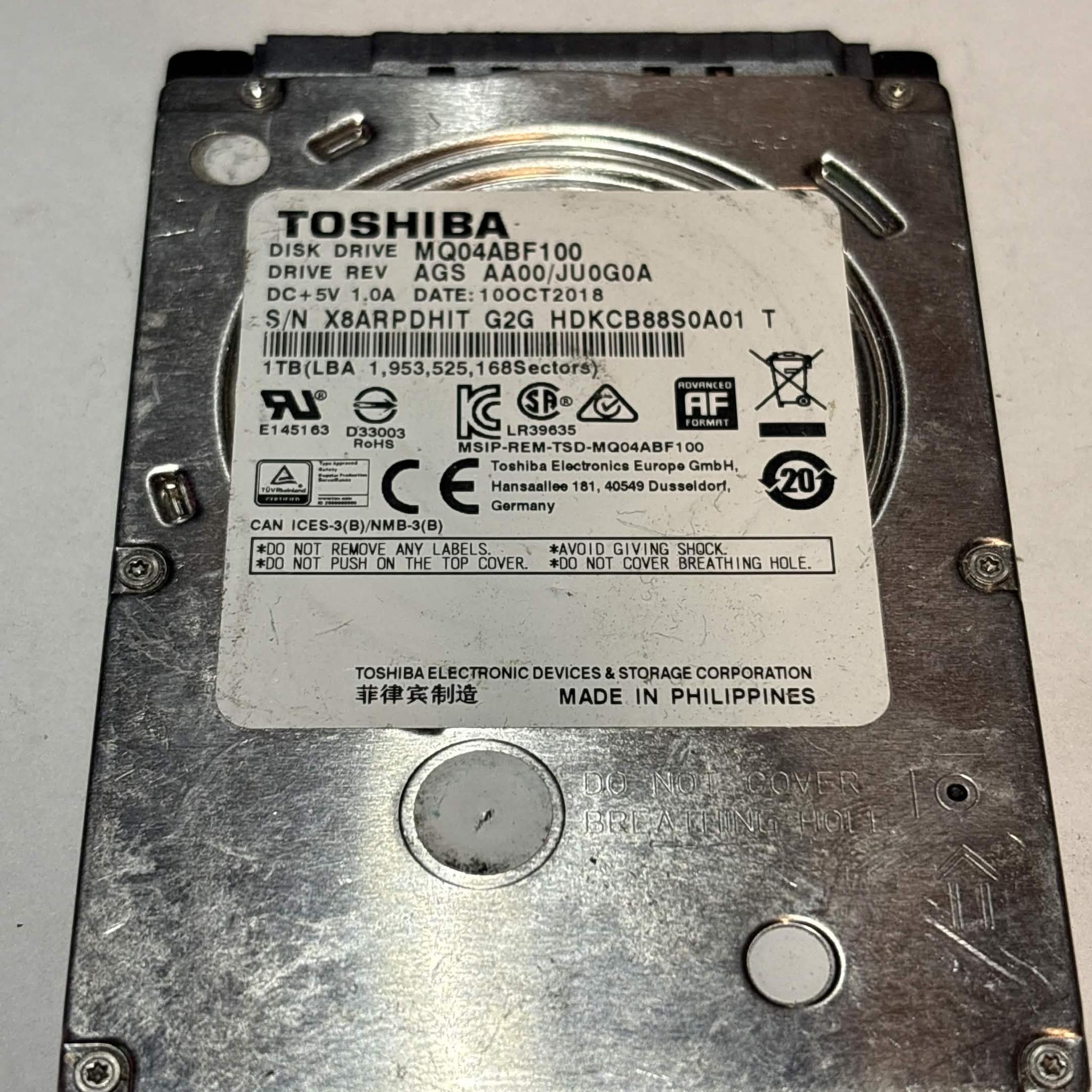 Toshiba 1TB SATA Laptop Hard Drive | Tested & Functional