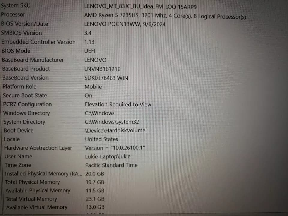 Lenovo LOQ 15 inch RTX 3050, Ryzen 5 7235HS, 20gb ddr5, 1.5TB storage