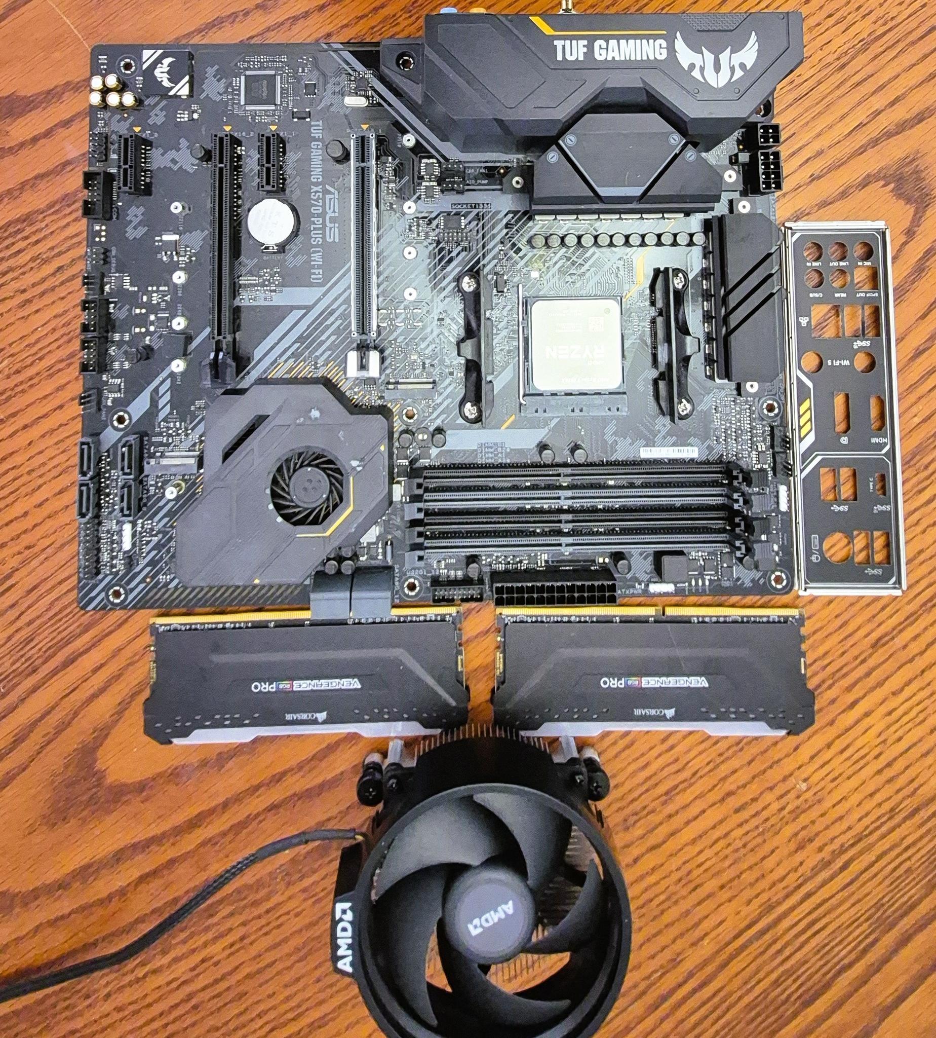 Pre-owned AMD Ryzen 9 5950X CPU, ASUS TUF Gaming X570 Plus (WI-FI) AXT M-board  and AMD Wrath Cooler