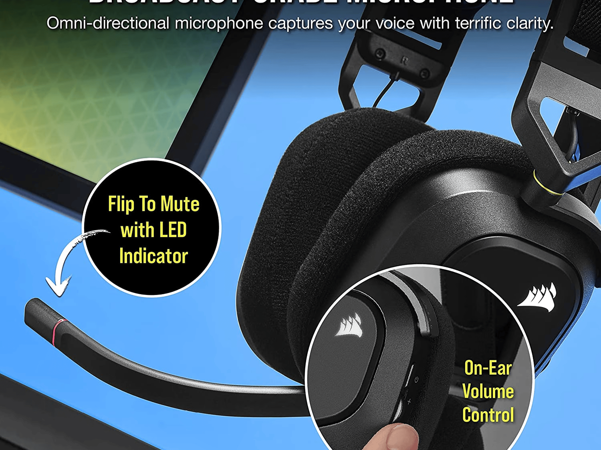 CORSAIR HS80 RGB WIRELESS Premium Gaming Headset with Spatial Audio — Carbon