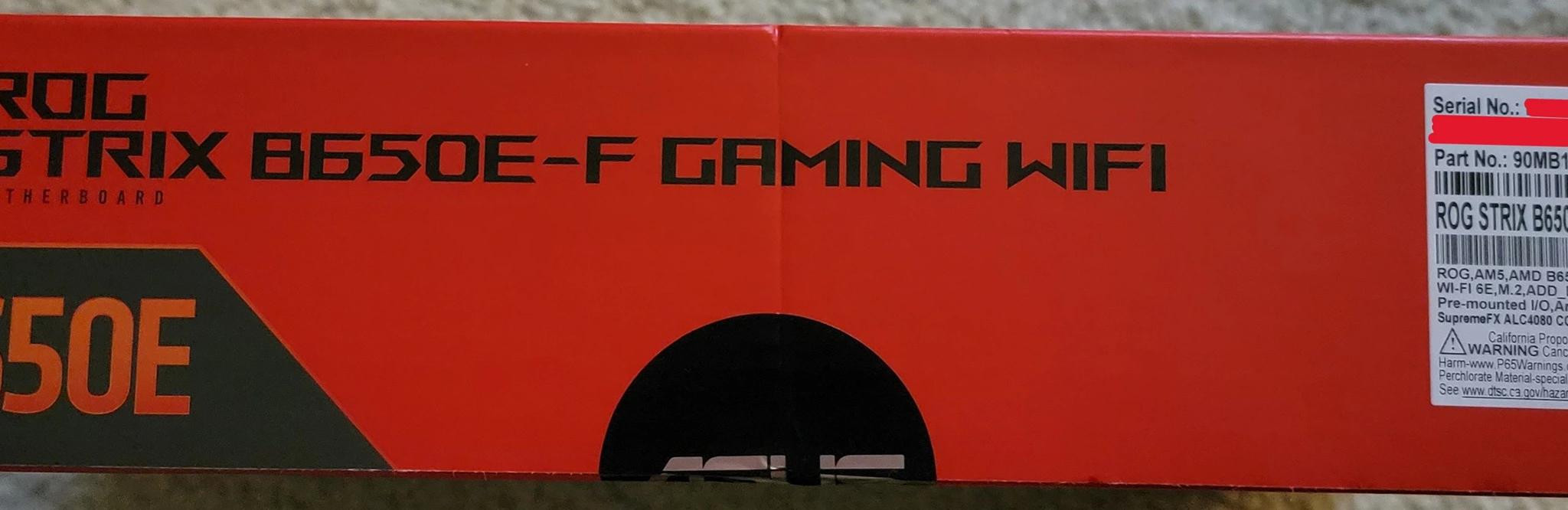 Asus ROG STRIX B650E-F GAMING WIFI AM5 DDR5 ATX Motherboard Brand New