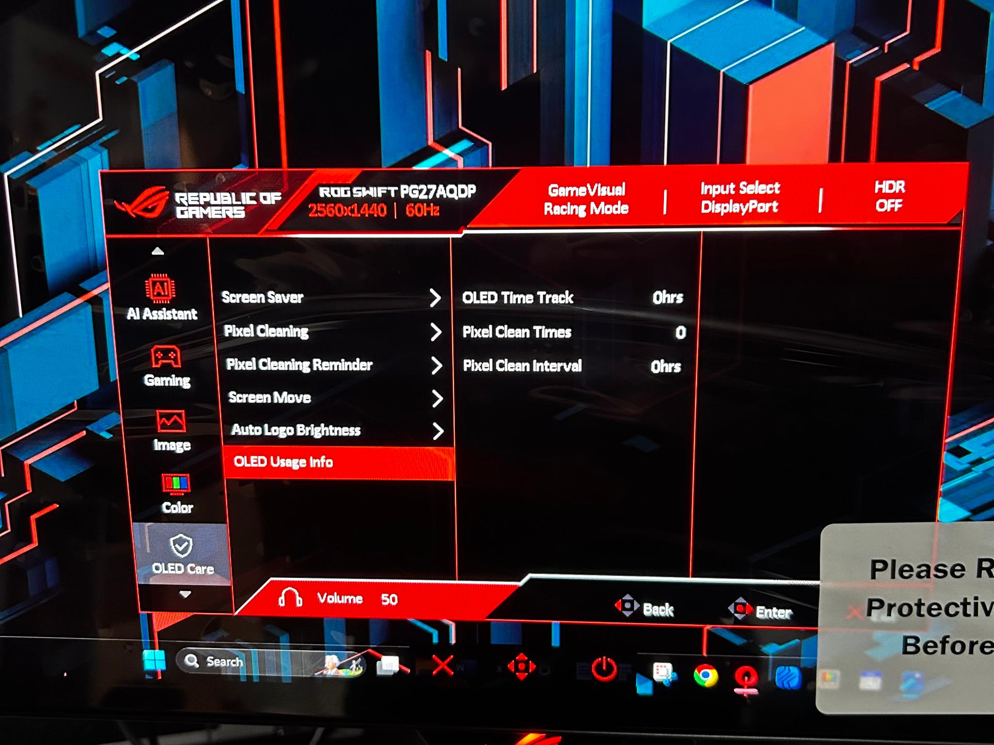 ASUS ROG 27" OLED (480hz Refresh Rate) 2K 2560x1440 (0HRS USED) (CYBER MONDAY DROP)