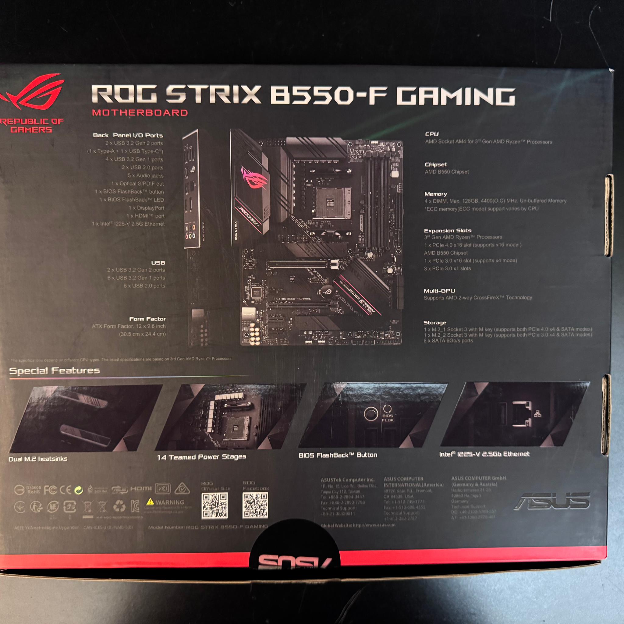 ASUS ROG STRIX B550-F Gaming Motherboard (AM4)