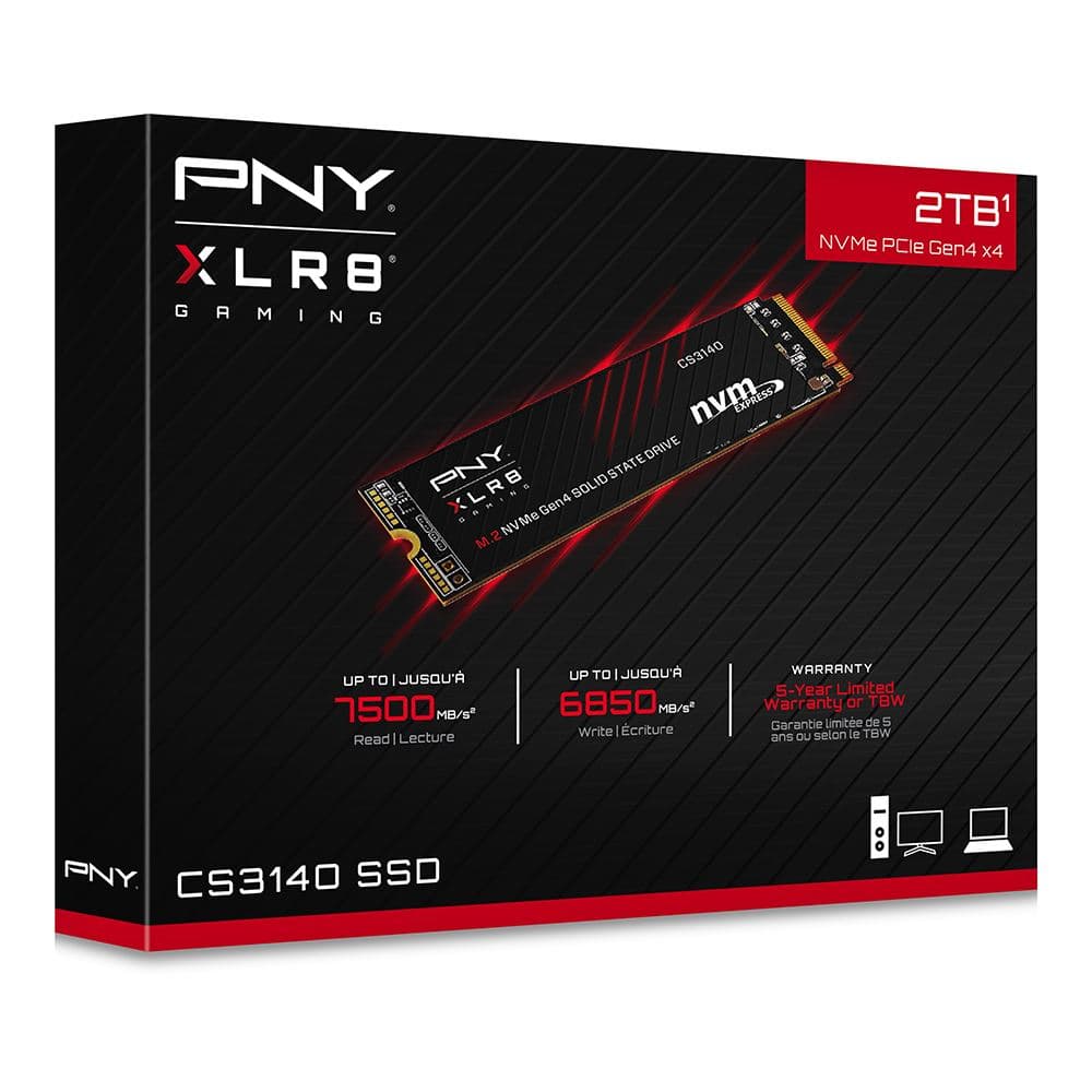 NEW PNY XLR8 CS3140 2TB 3D NAND Flash PCIe Gen 4 x4 NVMe M.2 2280 Internal SSD