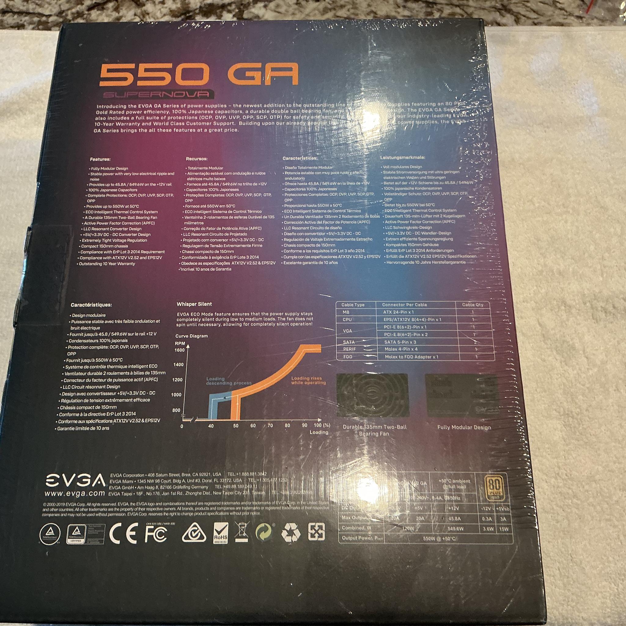 EVGA Supernova 550 GA Gold Power Supply