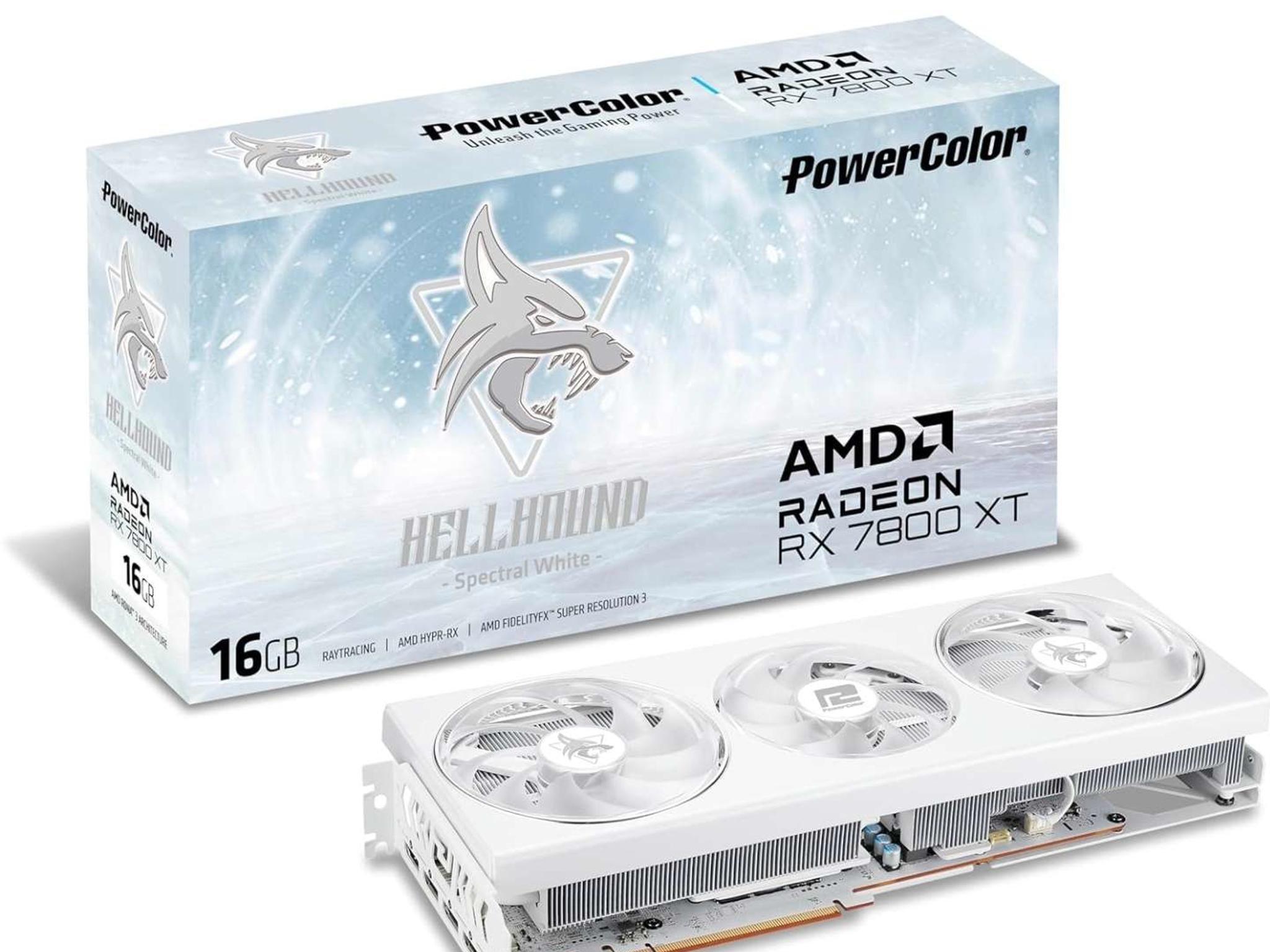 AMD Radeon RX 7800 XT 16GB PowerColor Hellhound Spectral White Graphics Card GPU GDDR6 Tripple Fan