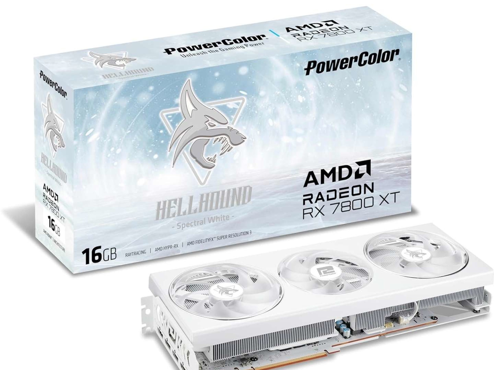 AMD Radeon RX 7800 XT 16GB PowerColor Hellhound Spectral White Graphics Card GPU GDDR6 Tripple Fan