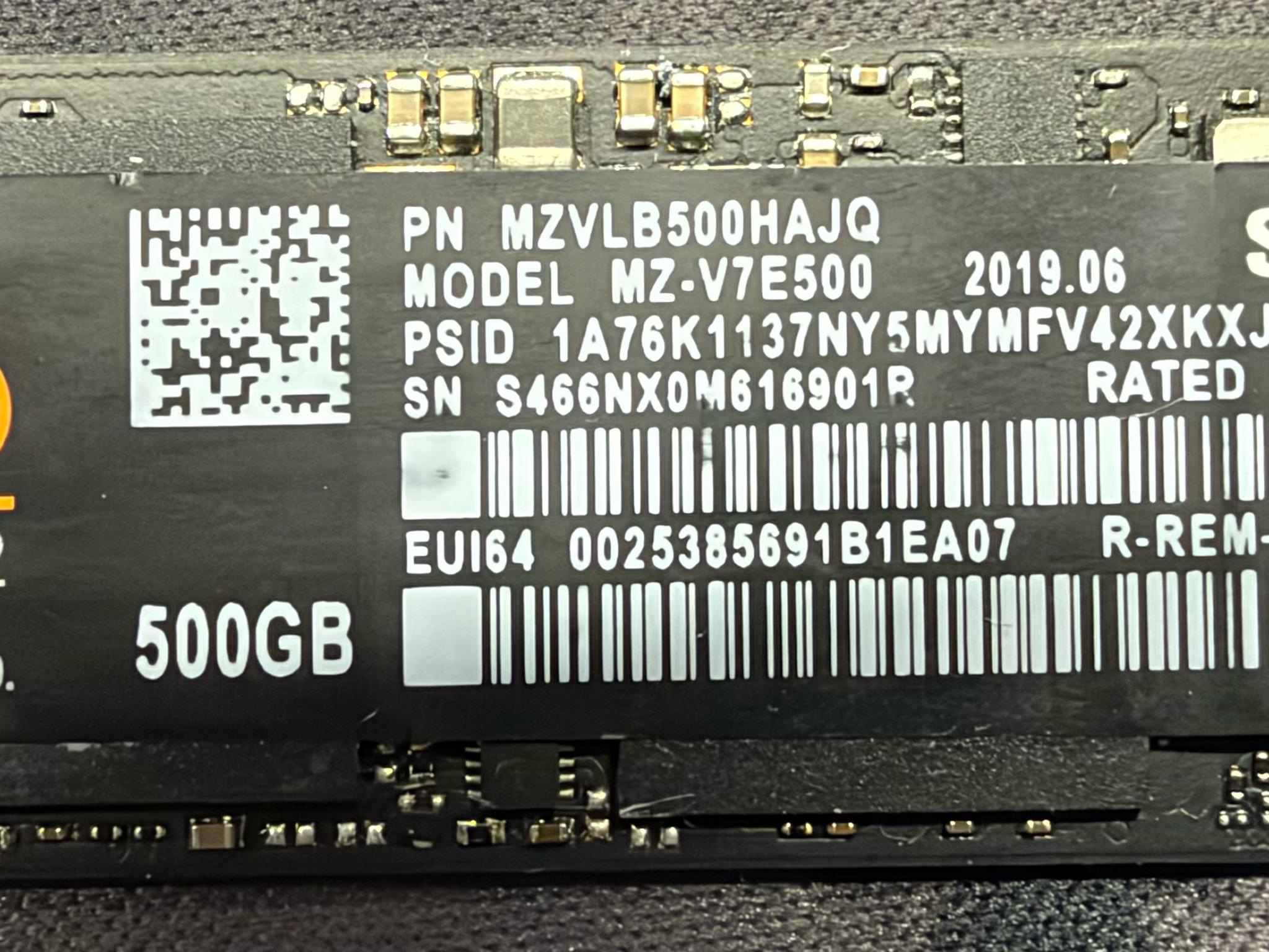 Samsung 970 EVO 500 GB NVME (98% Health)