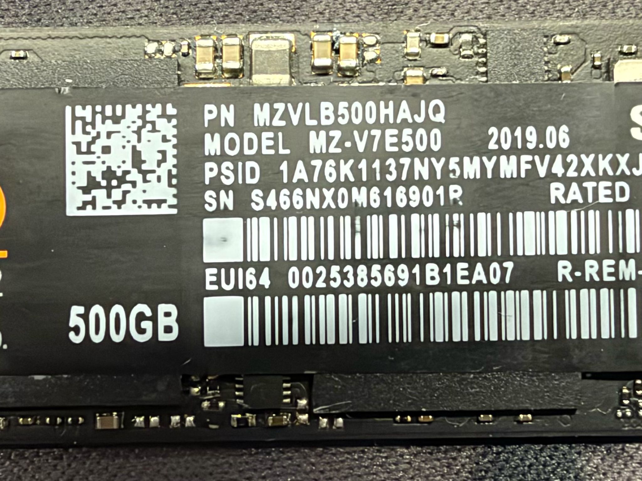 Samsung 970 EVO 500 GB NVME (98% Health)