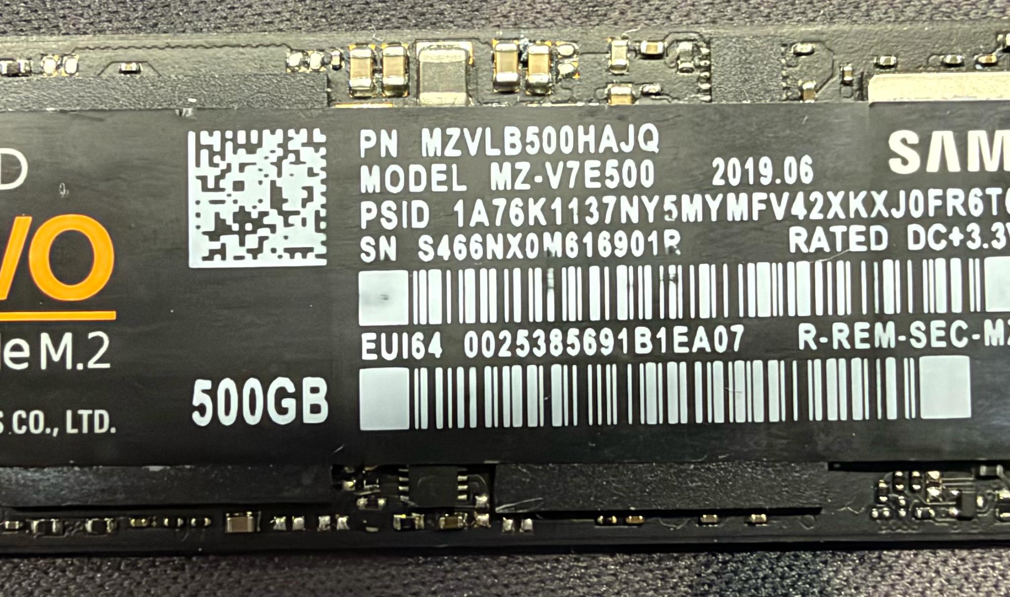 Samsung 970 EVO 500 GB NVME (98% Health)