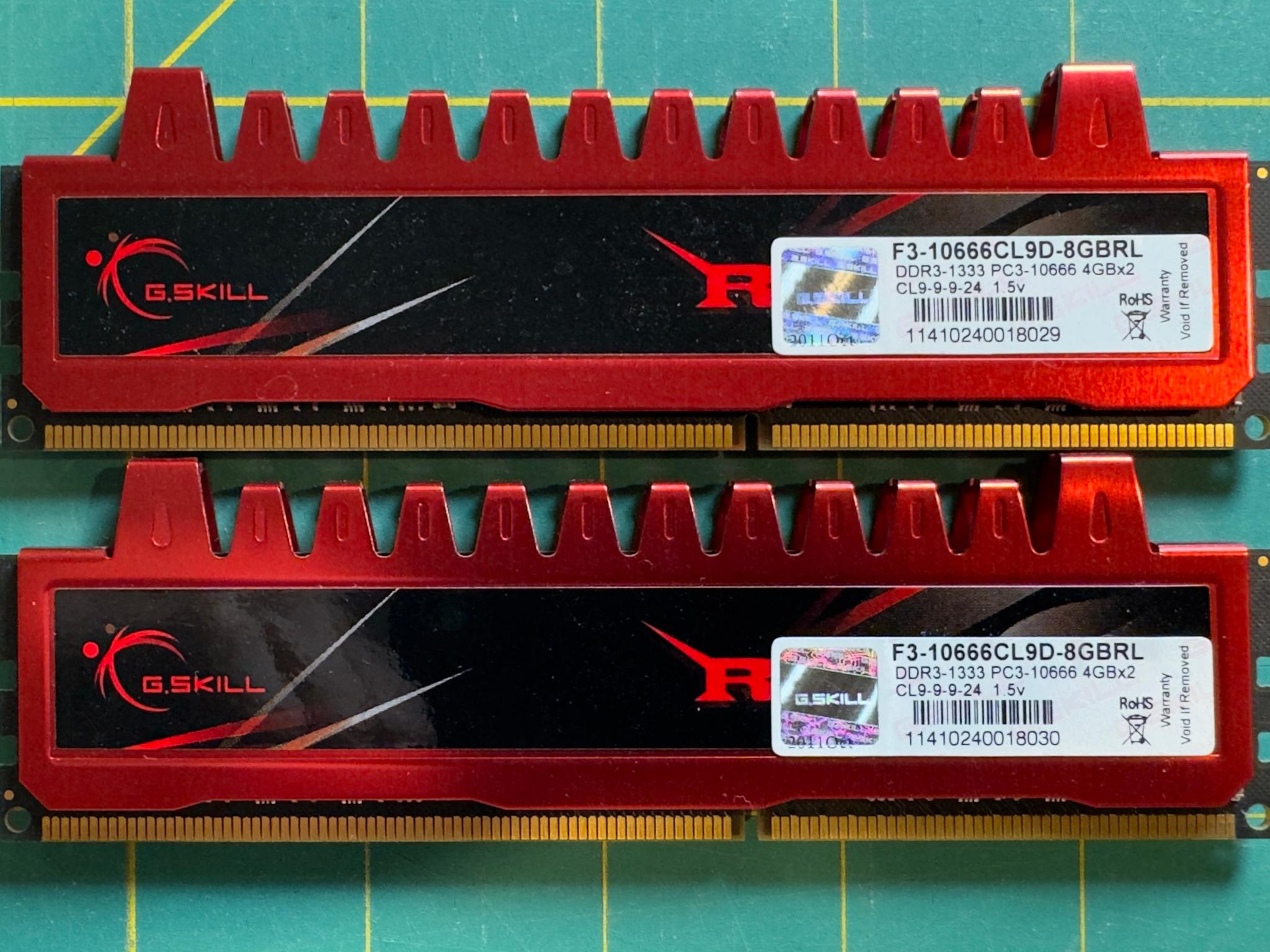 G.Skill Ripjaws X 8GB (2x4GB) DDR3 1333Mhz CL9 RAM Red