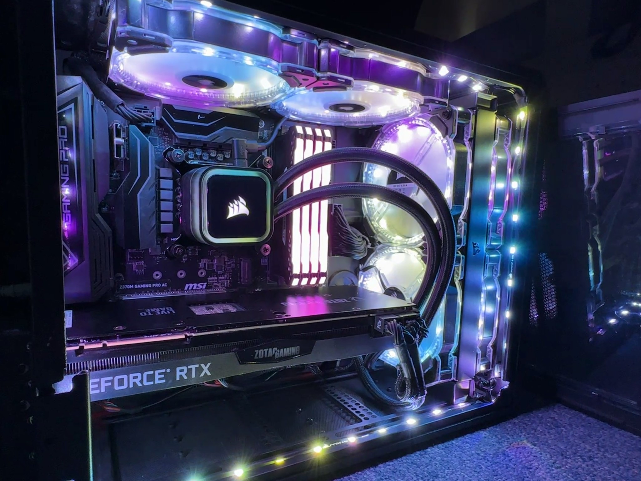 6x CORSAIR HD120 RGB FANS W LIGHTING HUB (iCUE Supported)