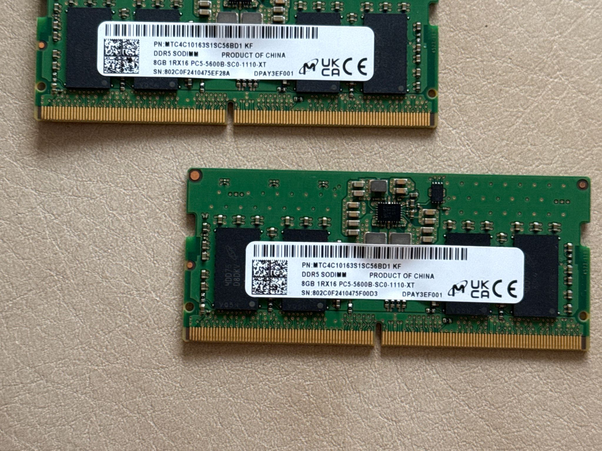 16GB DDR5 RAM 5600MTs SO-DIMM (laptop)