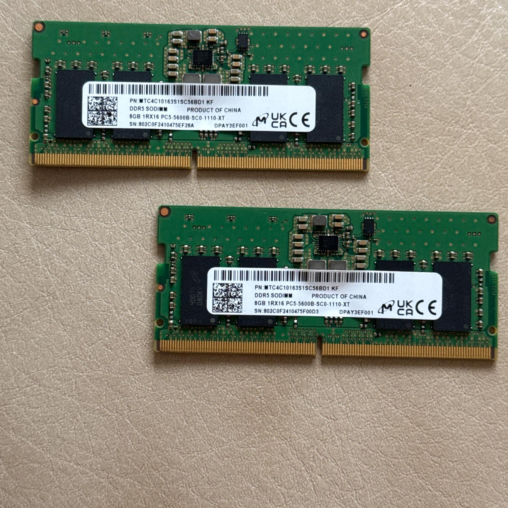 16GB DDR5 RAM 5600MTs SO-DIMM (laptop)